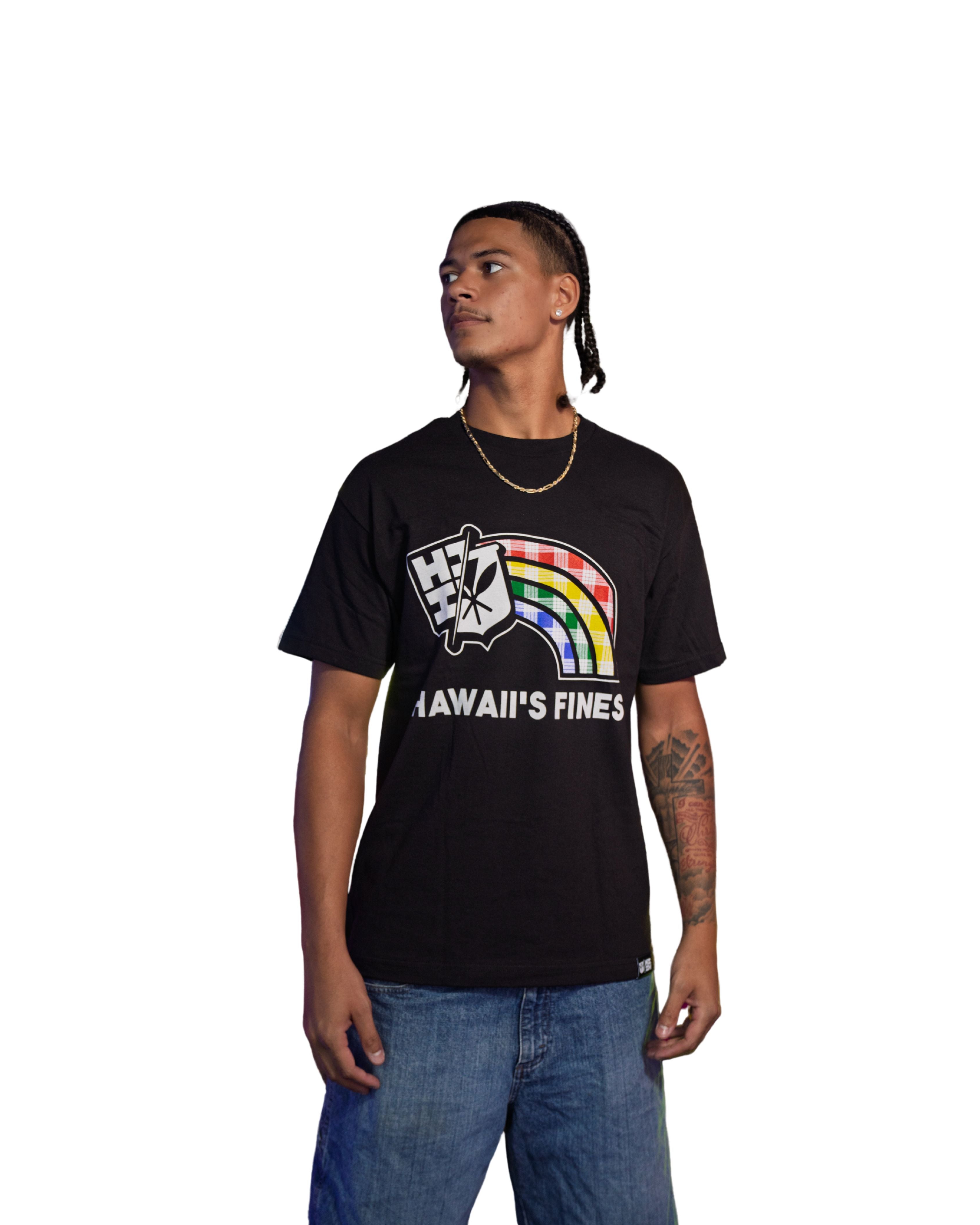 PALAKA RAINBOW BLACK T-SHIRT Shirts Hawaii's Finest MEDIUM 