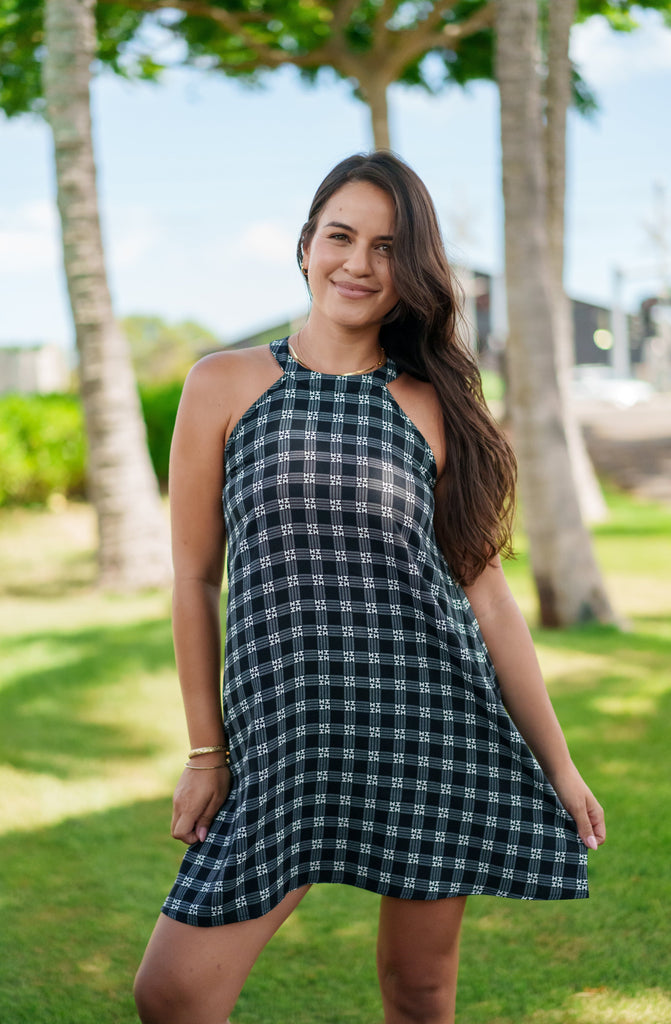 PALAKA WOMEN'S BLACK A-LINE DRESS Shirts Hawaii's Finest X-SMALL 