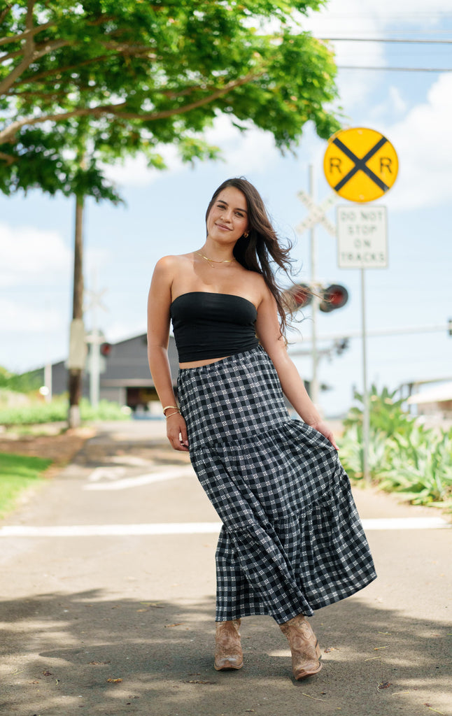 PALAKA WOMEN'S BLACK RUFFLE HEM SKIRT Shirts Hawaii's Finest X-SMALL 