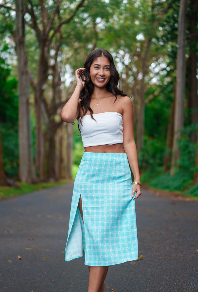 PALAKA WOMEN'S MINT SPLIT THIGH SKIRT Shirts Hawaii's Finest X-SMALL 