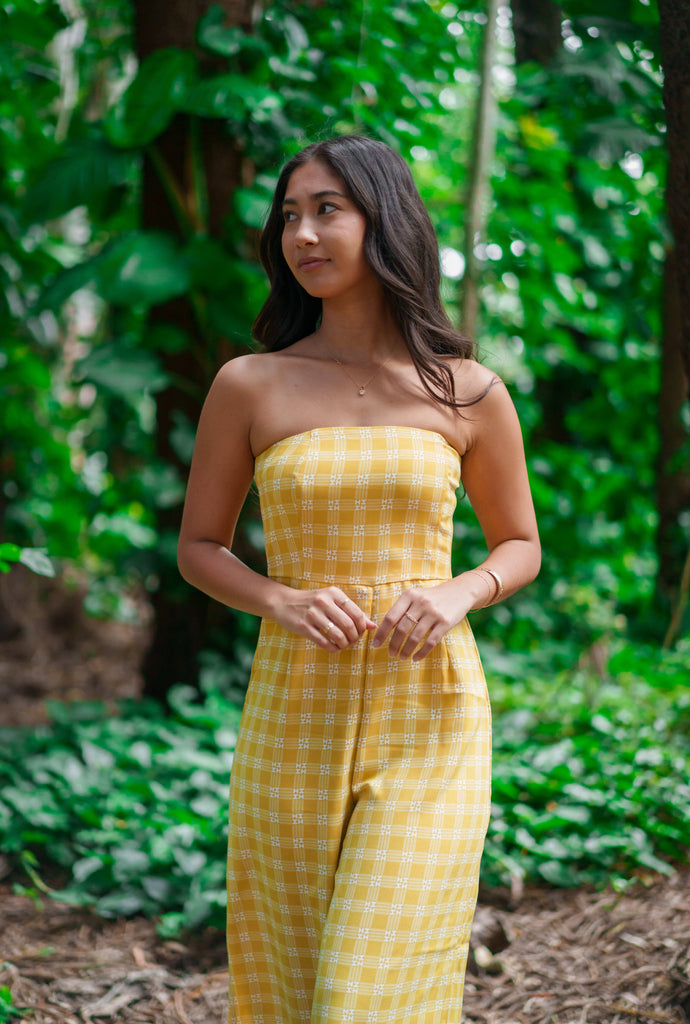 PALAKA WOMEN'S YELLOW WIDE PANT JUMPSUIT Shirts Hawaii's Finest 