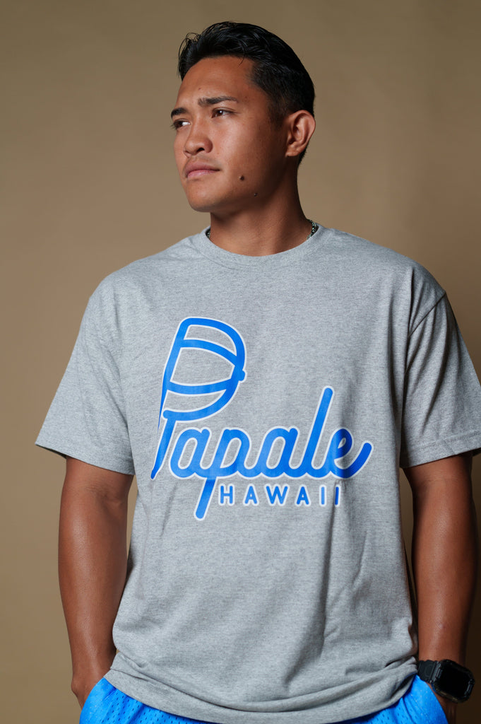 PĀPALE GRAY & BLUE T-SHIRT Shirts Pāpale HI SMALL 