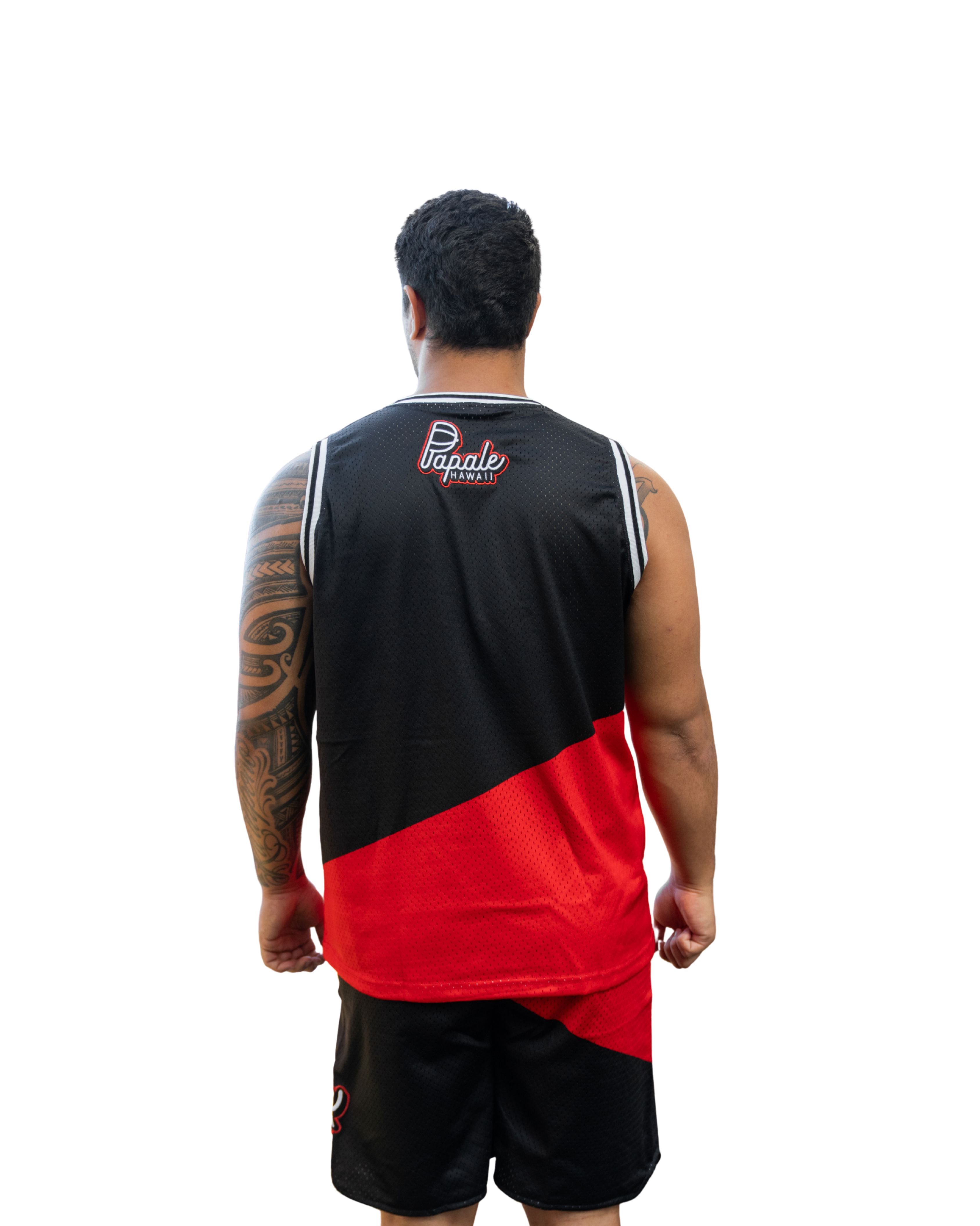 PAPALE RED COLOR BLOCK BASKETBALL JERSEY Jersey Hawaii's Finest 