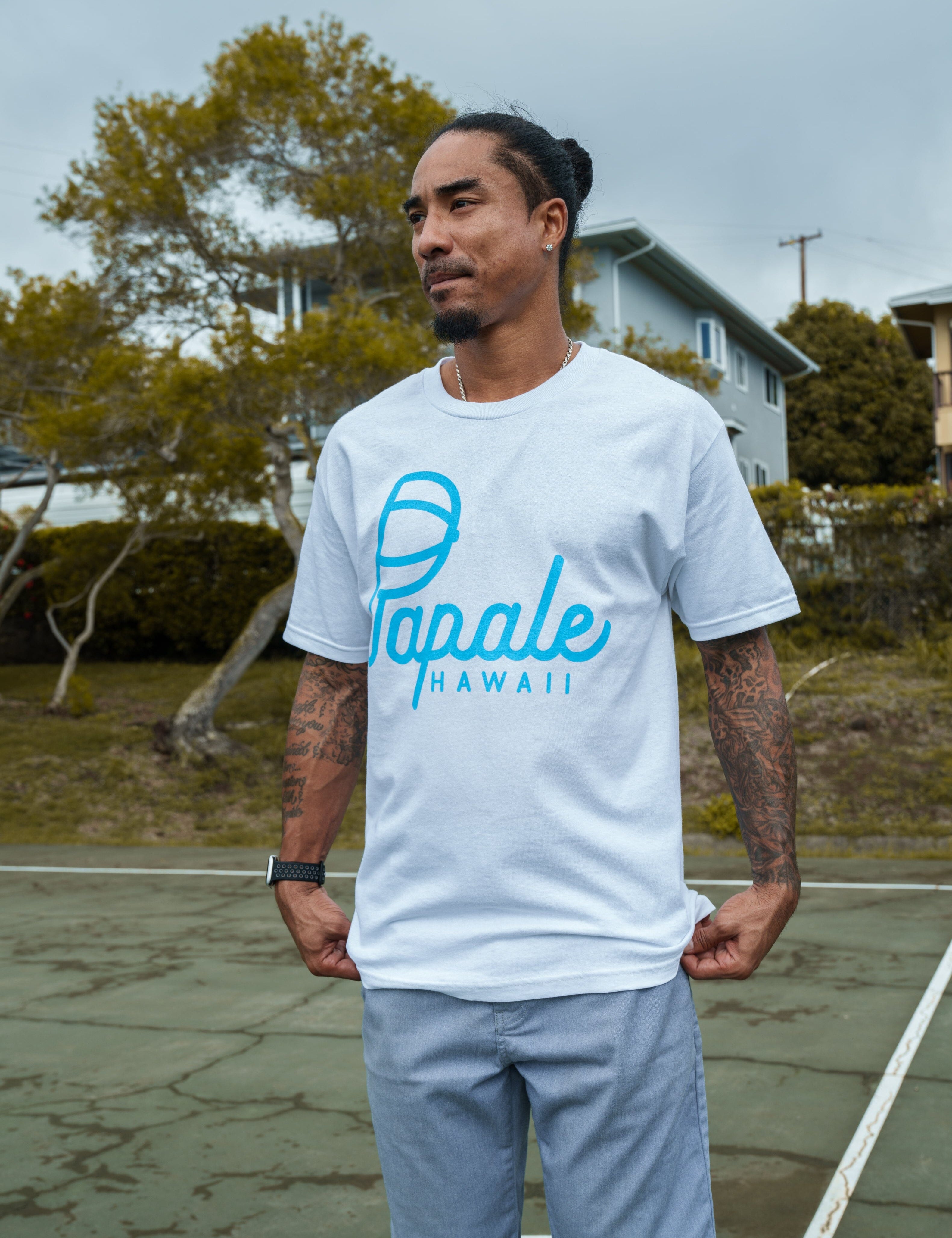 PĀPALE WHITE & BLUE T-SHIRT Shirts Pāpale HI SMALL 