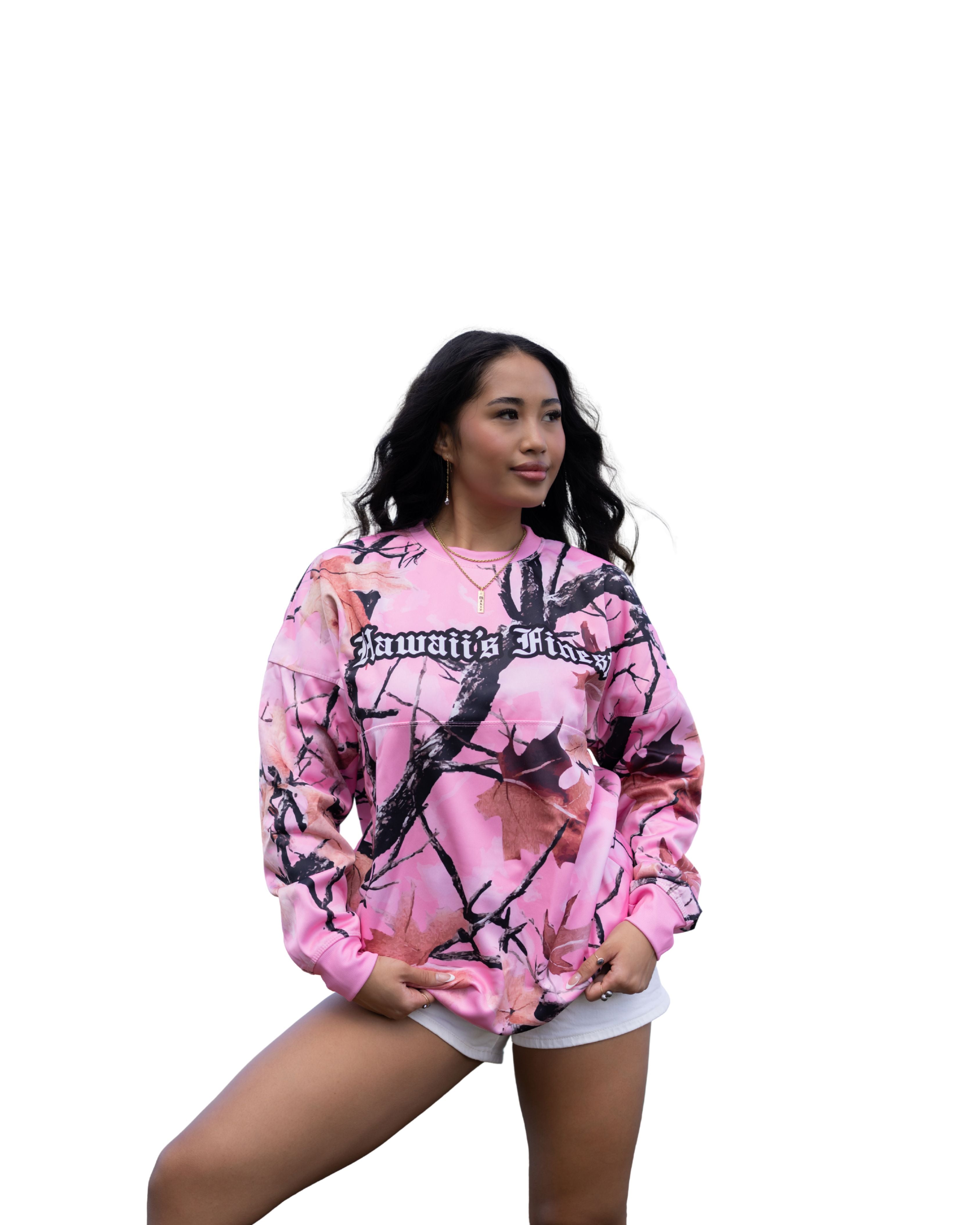 PINK AUTUMN CAMO CREW NECK SWEATER Jacket Hawaii's Finest X-SMALL 