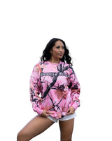PINK AUTUMN CAMO CREW NECK SWEATER