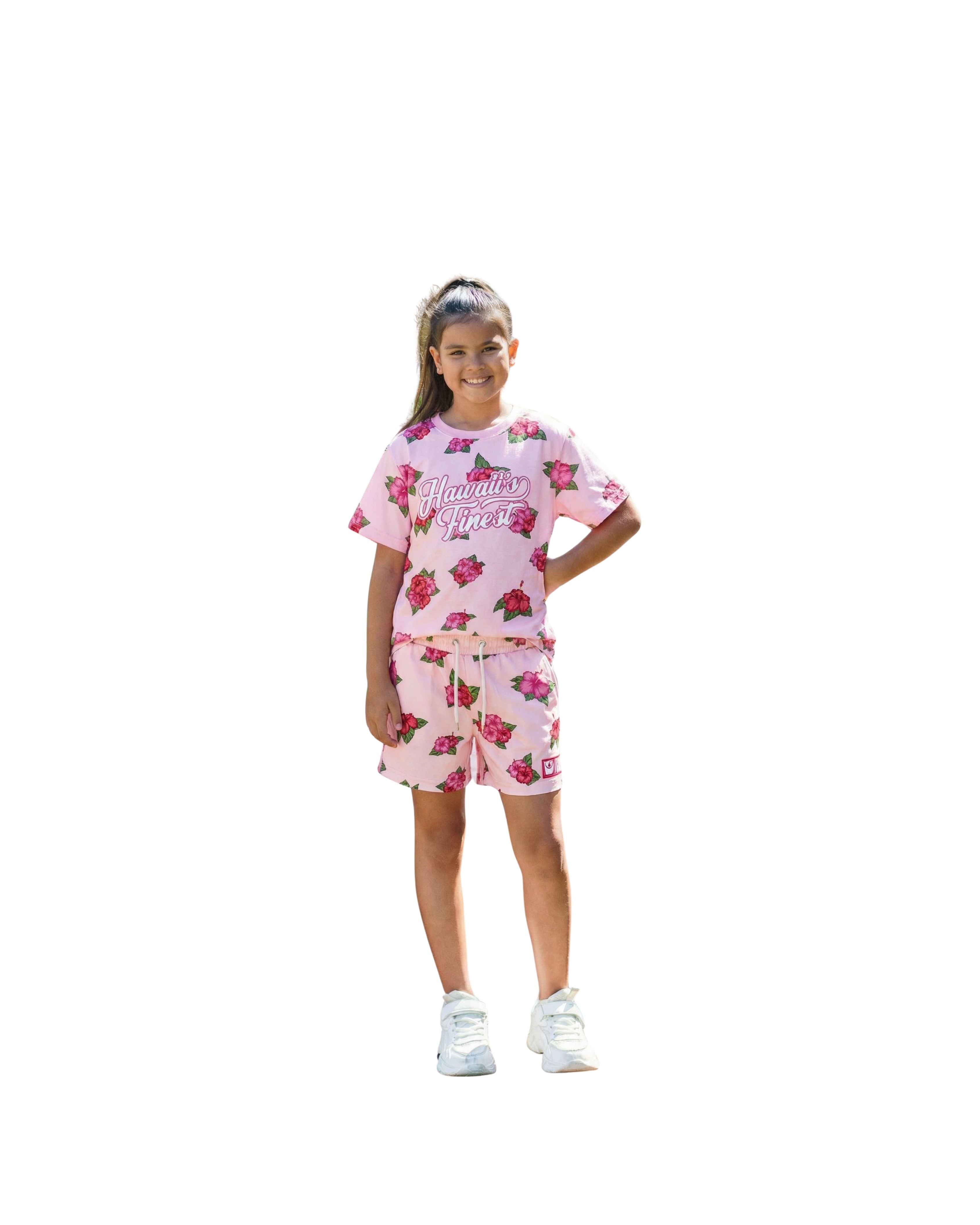 PINK HIBISCUS KEIKI SHORTS Shirts Hawaii's Finest XX-SMALL 