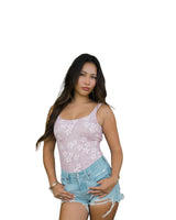 PINK PLUMERIA TANK BODYSUIT