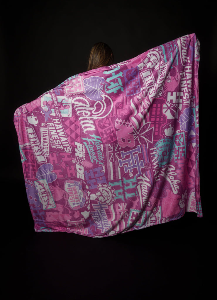 PINK STICKERBOMB THROW BLANKET Utility Hawaii's Finest 