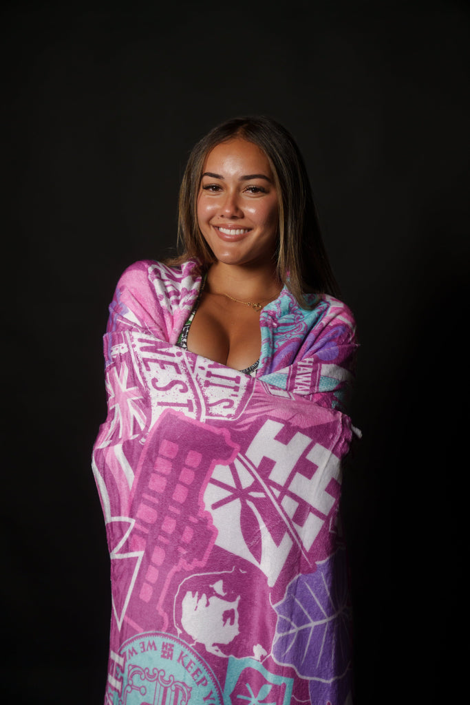 PINK STICKERBOMB THROW BLANKET Utility Hawaii's Finest 