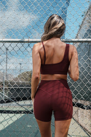 PLUM RIBBED ASYMMETRICAL SPORTS BRA Activewear Hawaii's Finest 