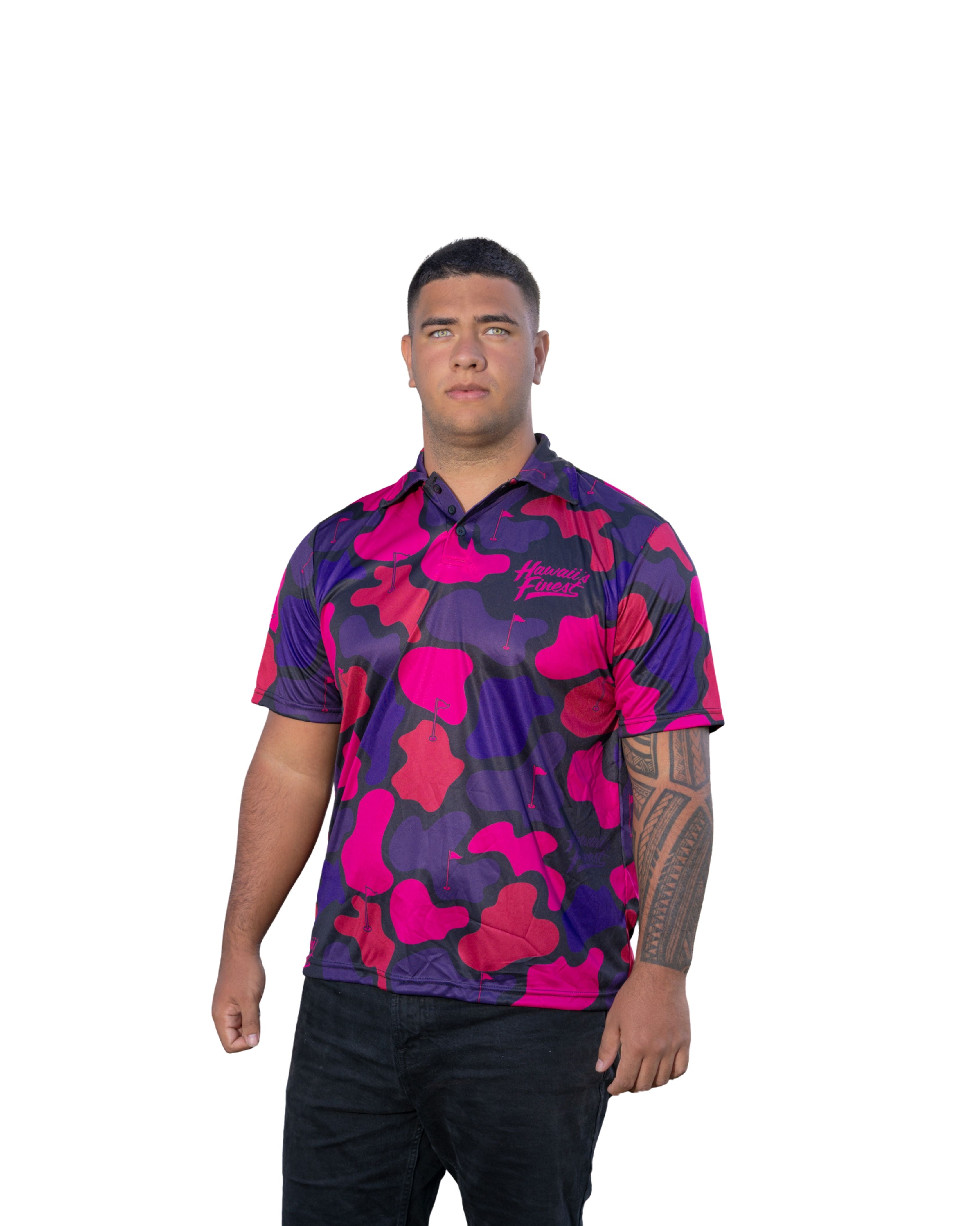 PURPLE & PINK GOLF CAMO GOLF SHIRT Shirts Hawaii's Finest X-SMALL 