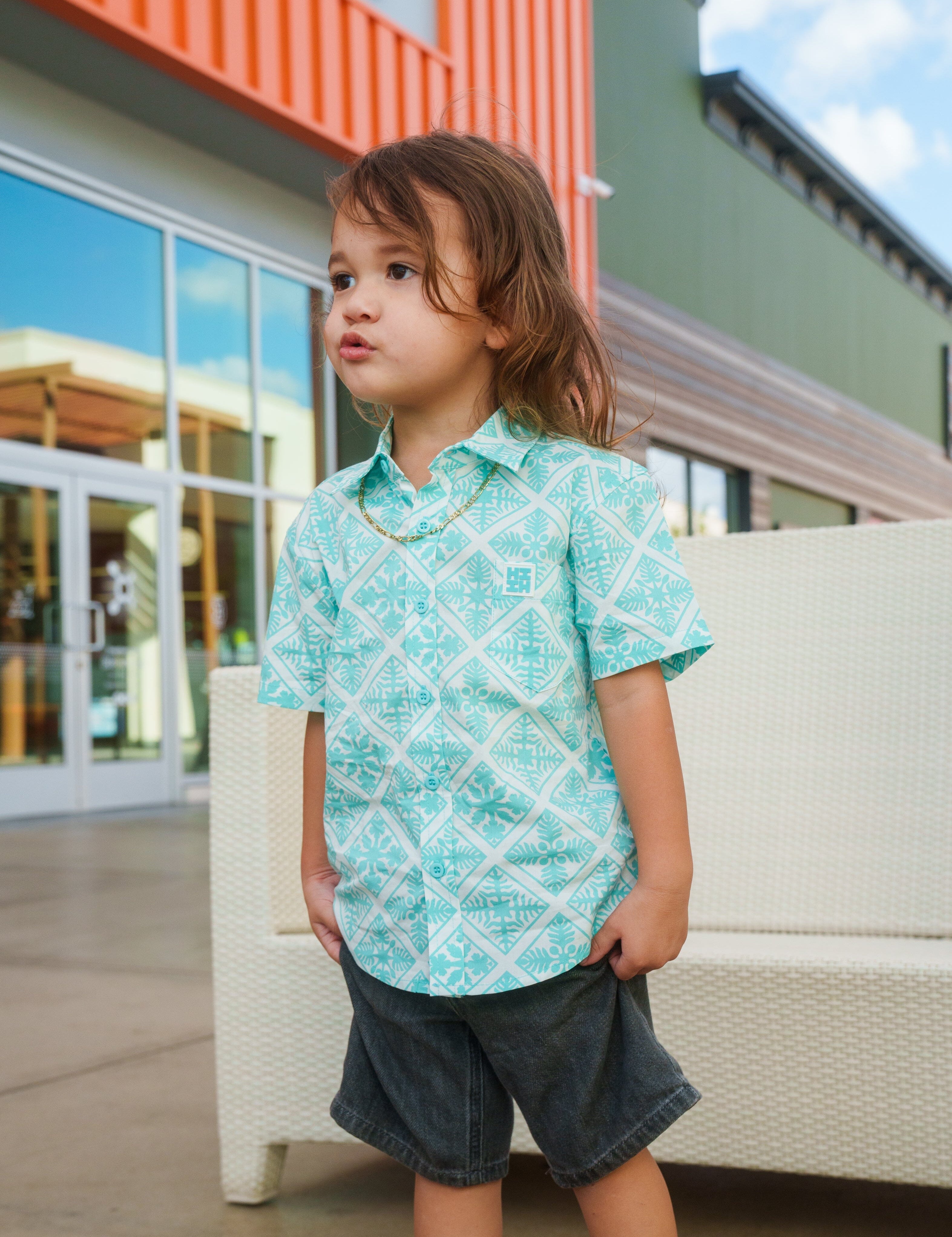 QUILT KEIKI MINT ALOHA SHIRT Shirts Hawaii's Finest 