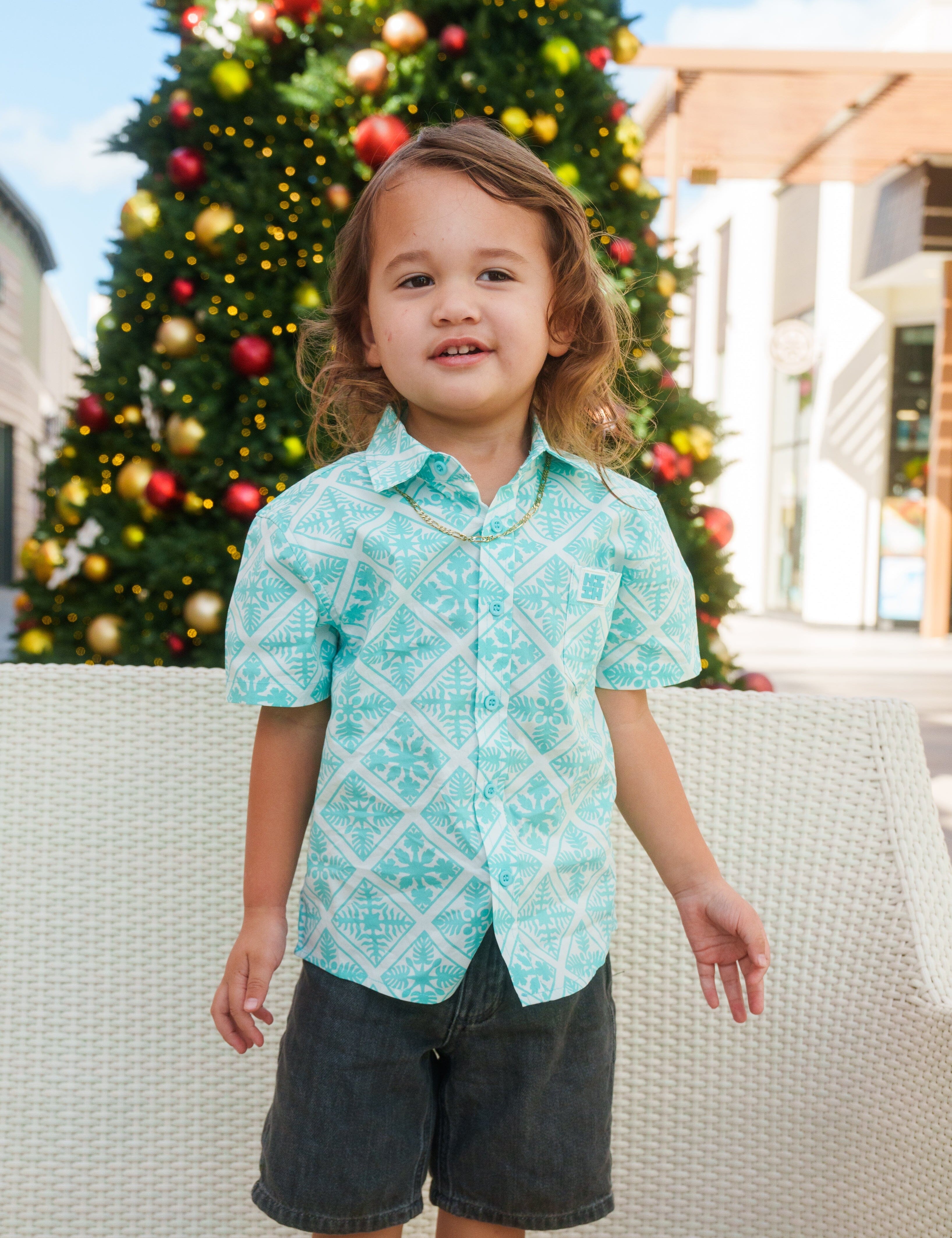 QUILT KEIKI MINT ALOHA SHIRT Shirts Hawaii's Finest XX-SMALL 