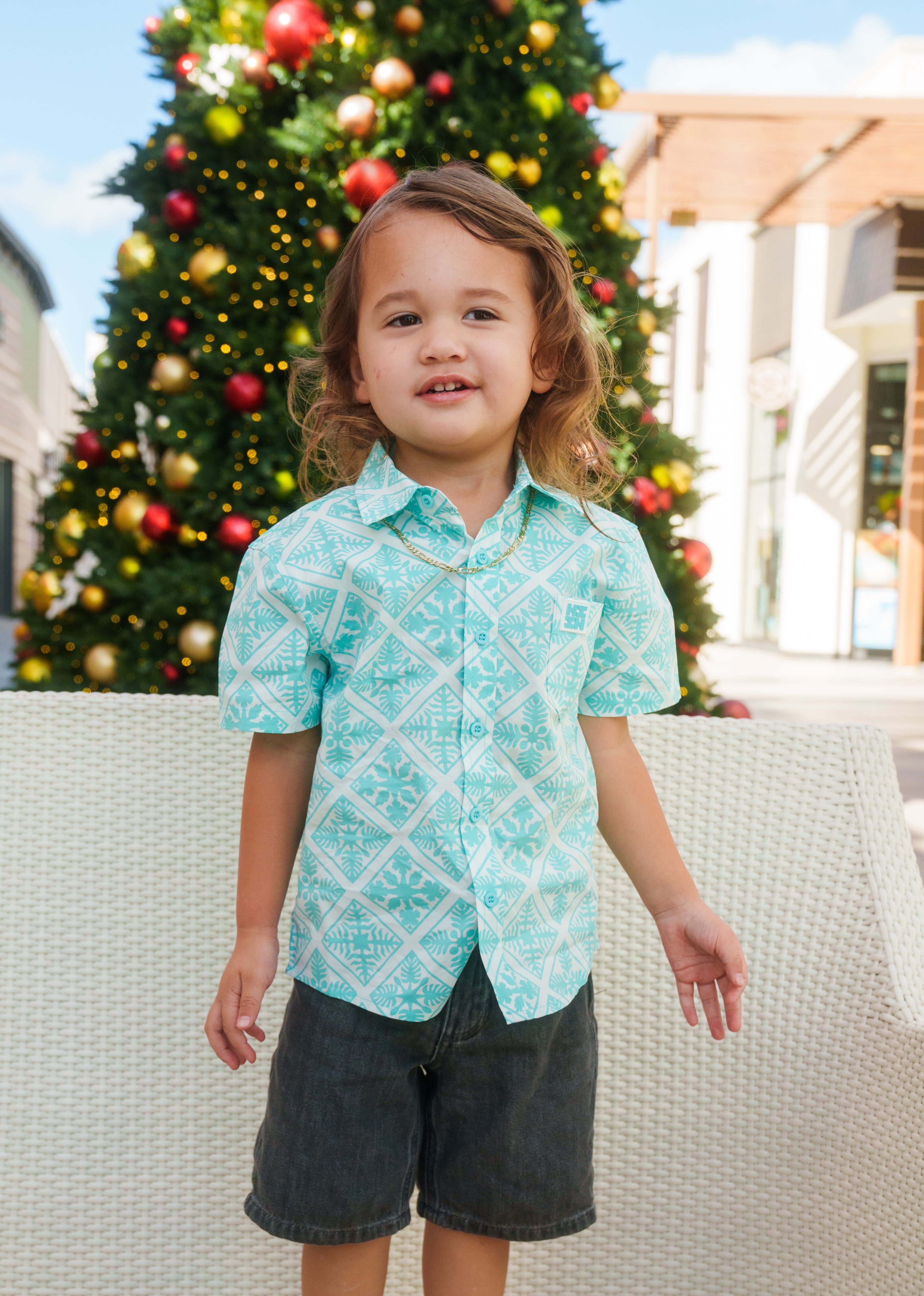 QUILT KEIKI MINT ALOHA SHIRT Shirts Hawaii's Finest XX-SMALL 