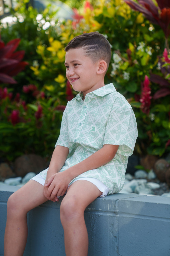 QUILT KEIKI SAGE ALOHA SHIRT Shirts Hawaii's Finest 