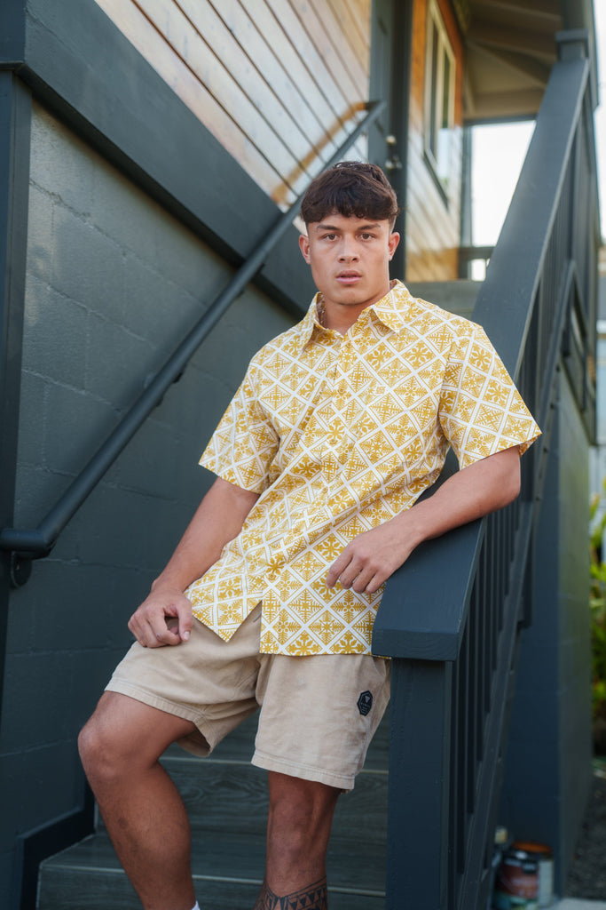 QUILT MEN'S MUSTARD ALOHA SHIRT Shirts Hawaii's Finest 