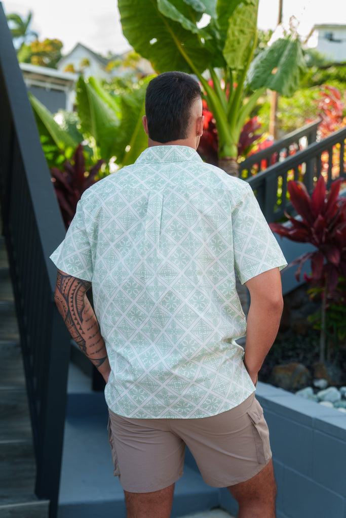 QUILT MEN'S SAGE ALOHA SHIRT Shirts Hawaii's Finest 