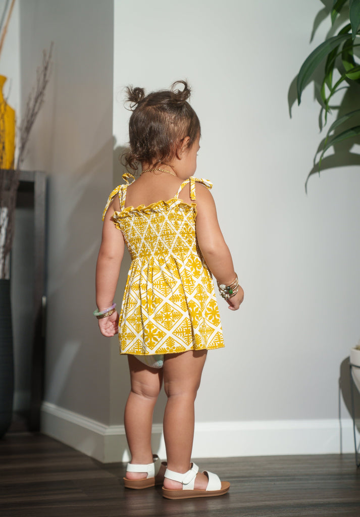 QUILT PĒPĒ MUSTARD CAMI DRESS Beachwear Hawaii's Finest 