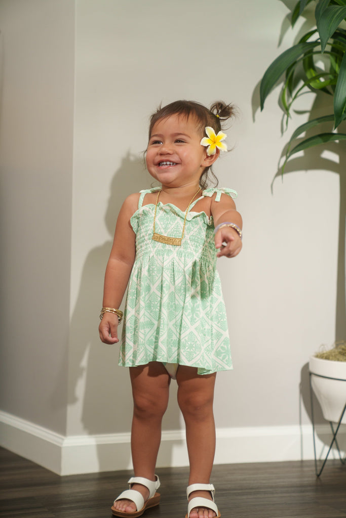 QUILT PĒPĒ SAGE CAMI DRESS Beachwear Hawaii's Finest 6-12months 