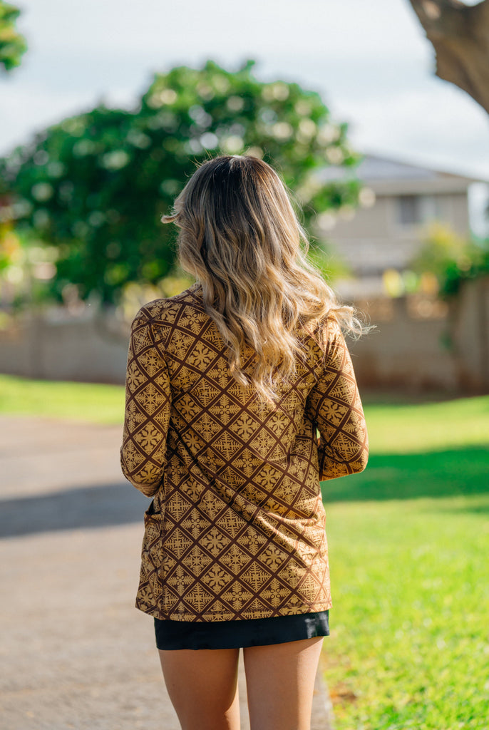 QUILT WOMEN'S BROWN CARDIGAN Shirts Hawaii's Finest 