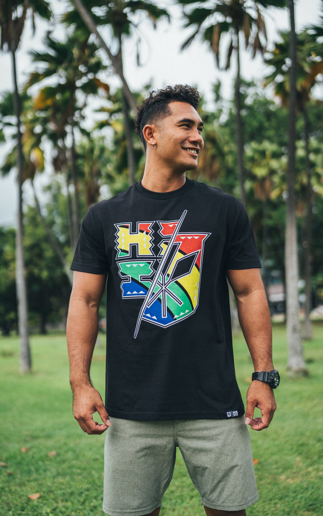 RAINBOW SPLIT BLACK T-SHIRT Shirts Hawaii's Finest 