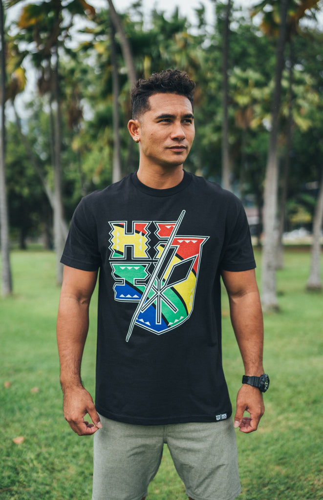 RAINBOW SPLIT BLACK T-SHIRT Shirts Hawaii's Finest MEDIUM 