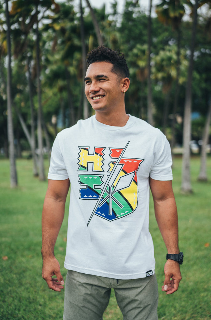 RAINBOW SPLIT WHITE T-SHIRT Shirts Hawaii's Finest MEDIUM 