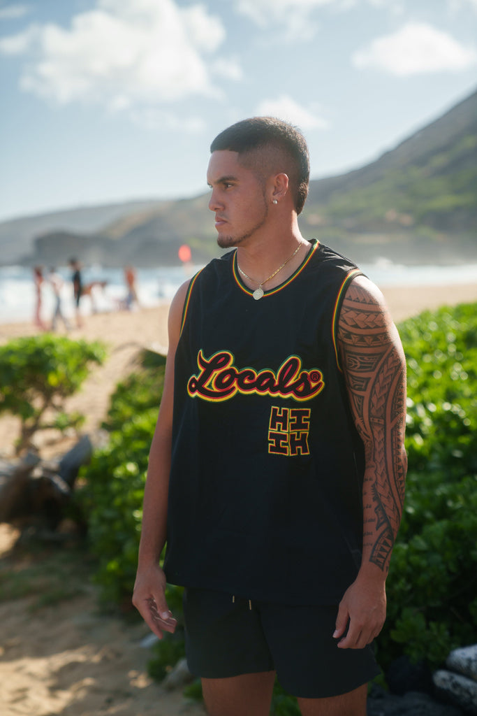 RASTA LOCALS BASKETBALL JERSEY COLLAB Jersey Hawaii's Finest SMALL 