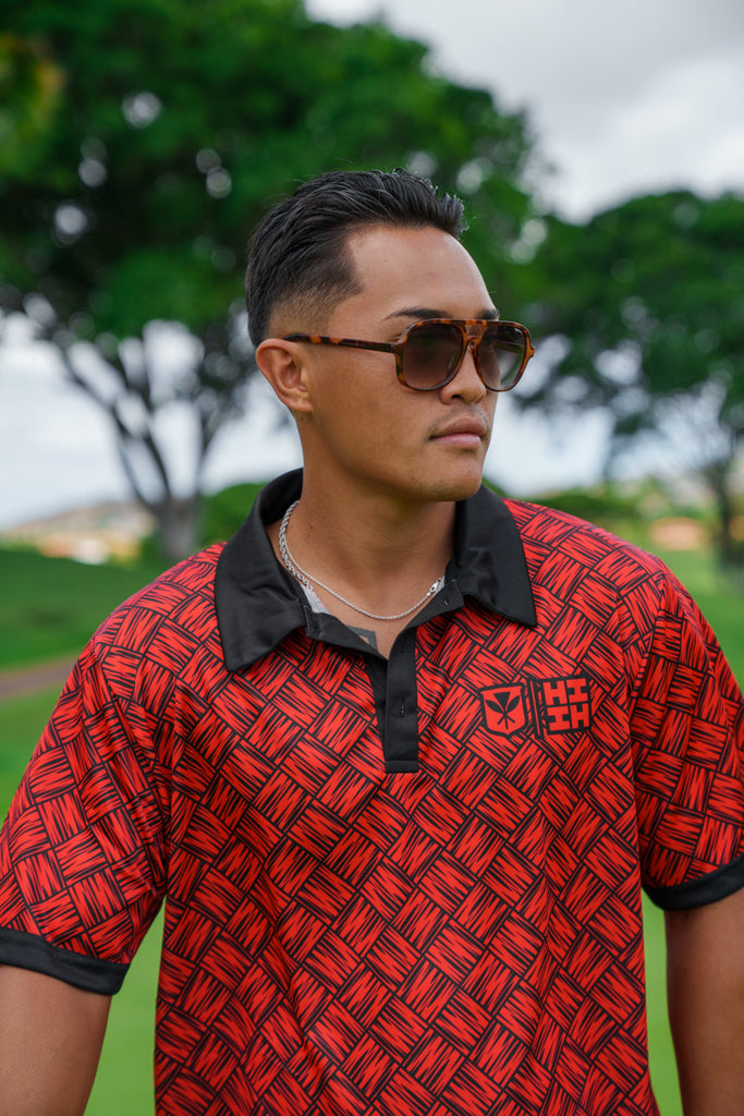 RED & BLACK LAUHALA GOLF SHIRT Jersey Hawaii's Finest 