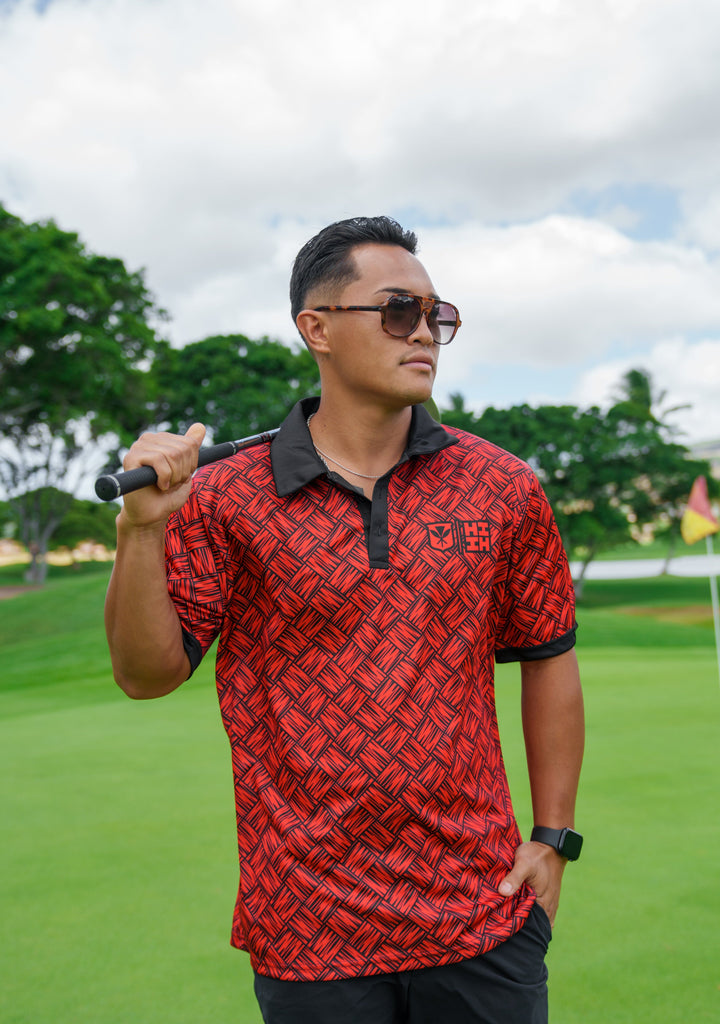 RED & BLACK LAUHALA GOLF SHIRT Jersey Hawaii's Finest SMALL 