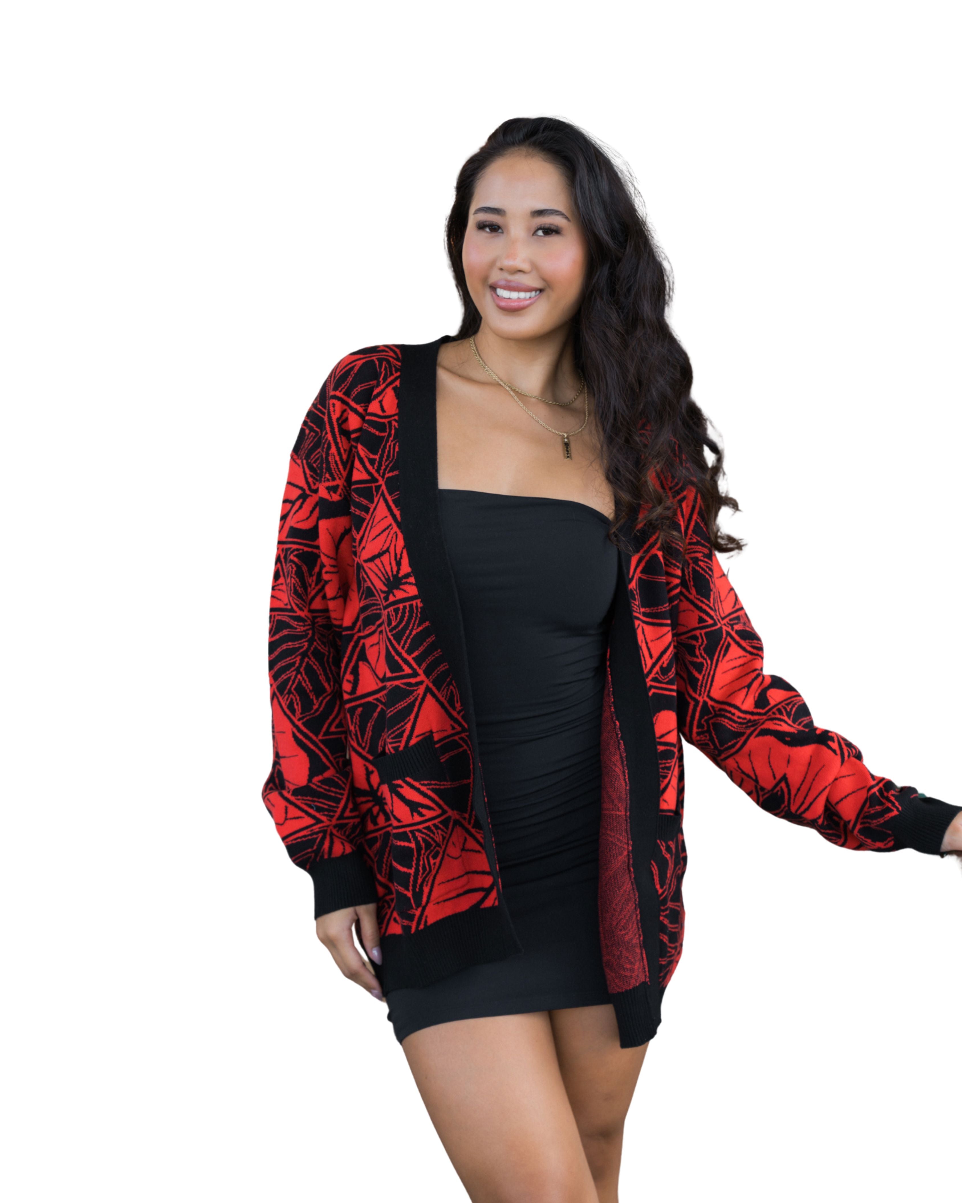 RED HĀLOA TRIANGLES CARDIGAN Jacket Hawaii's Finest X-SMALL 