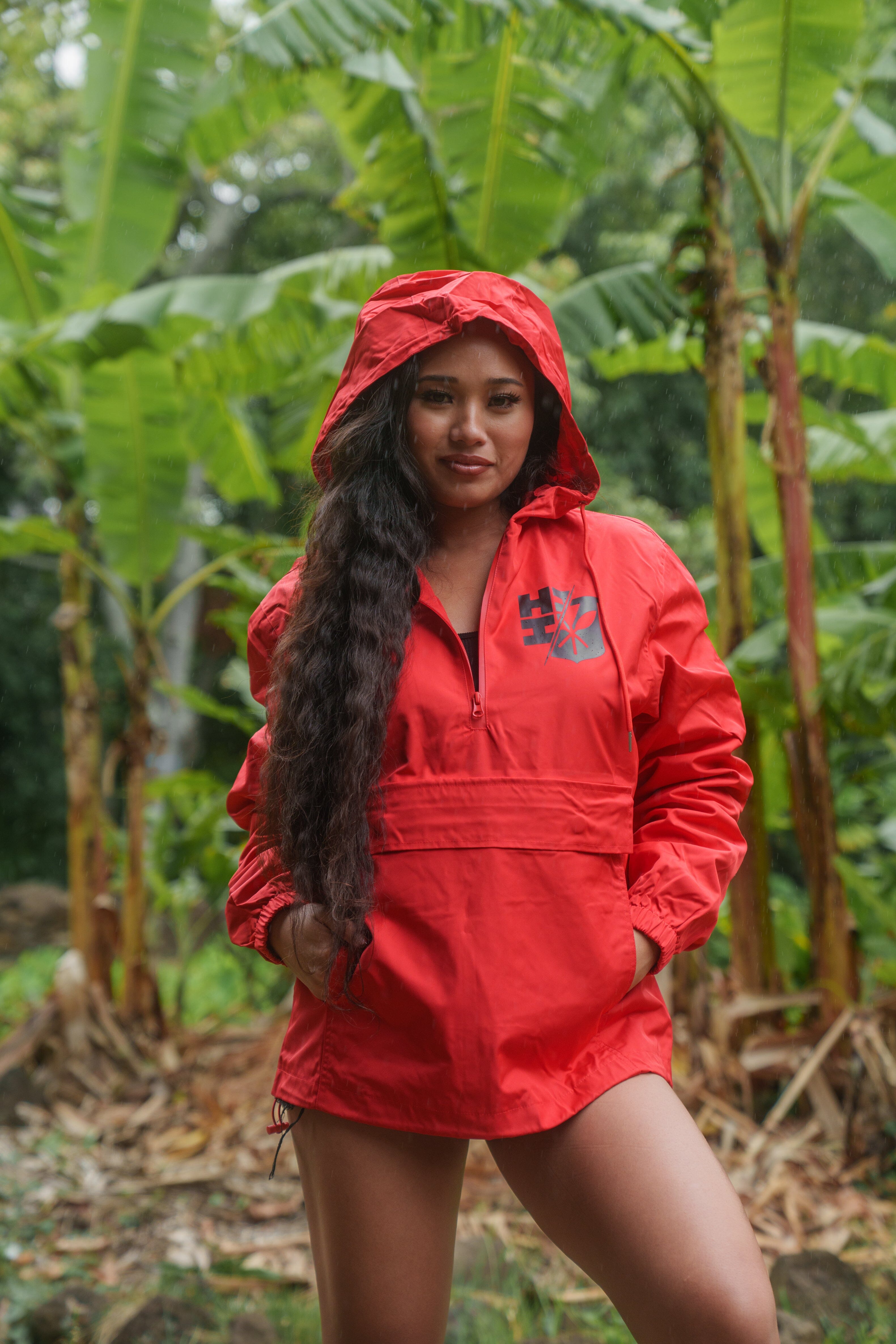 RED LOGOS RAIN JACKET Jacket Hawaii's Finest X-SMALL 