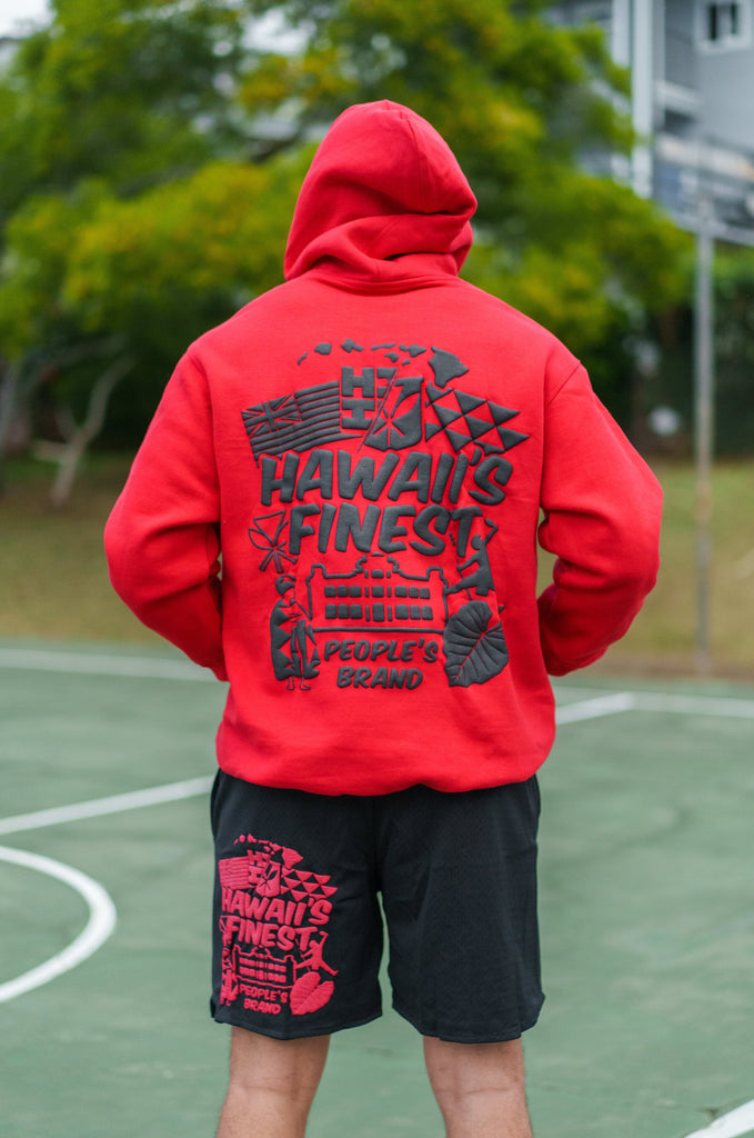 RED PUFF COLLAGE HOODIE Jacket Hawaii's Finest 