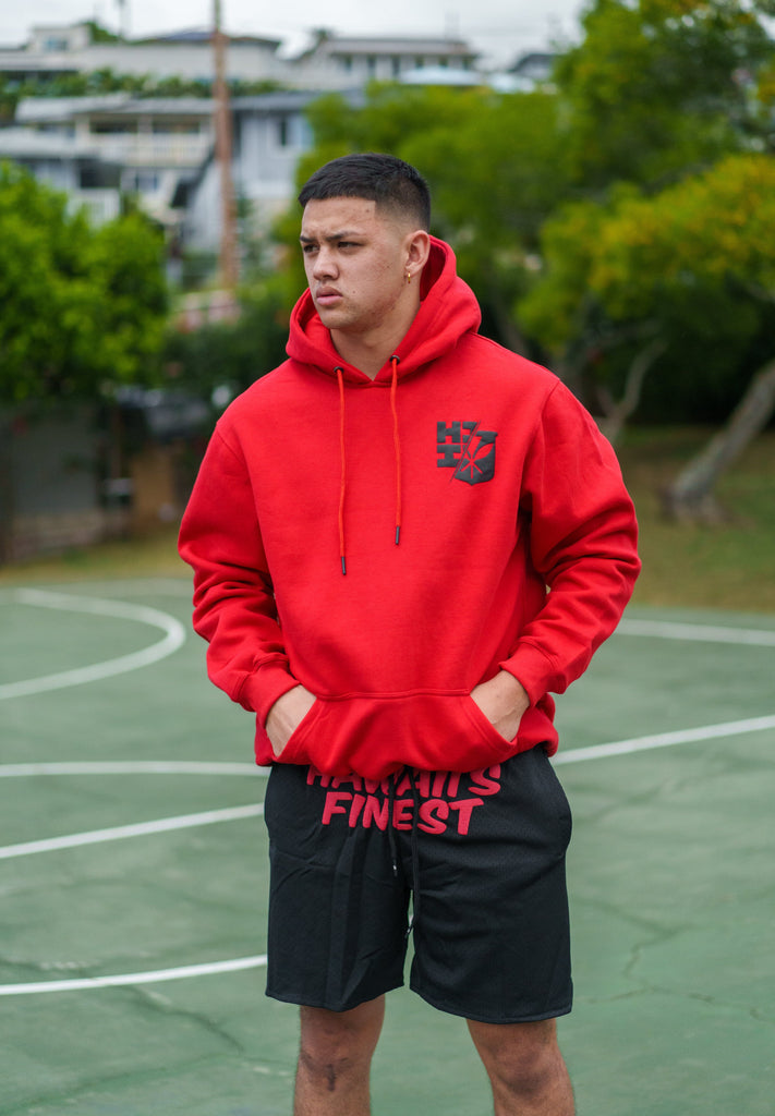 RED PUFF COLLAGE HOODIE Jacket Hawaii's Finest SMALL 