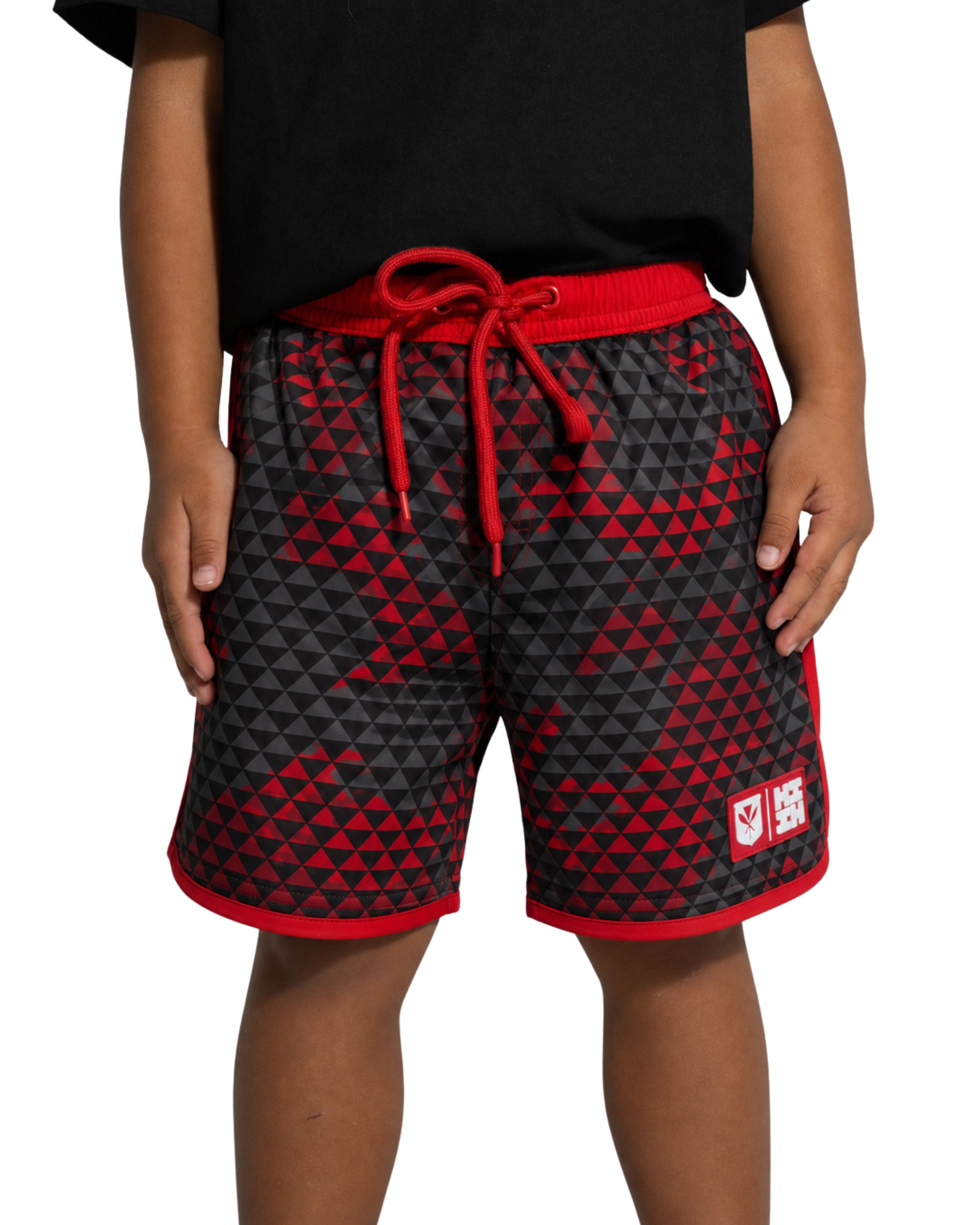 RED TRIANGLES CAMO KEIKI BOARDSHORTS Shirts Hawaii's Finest 