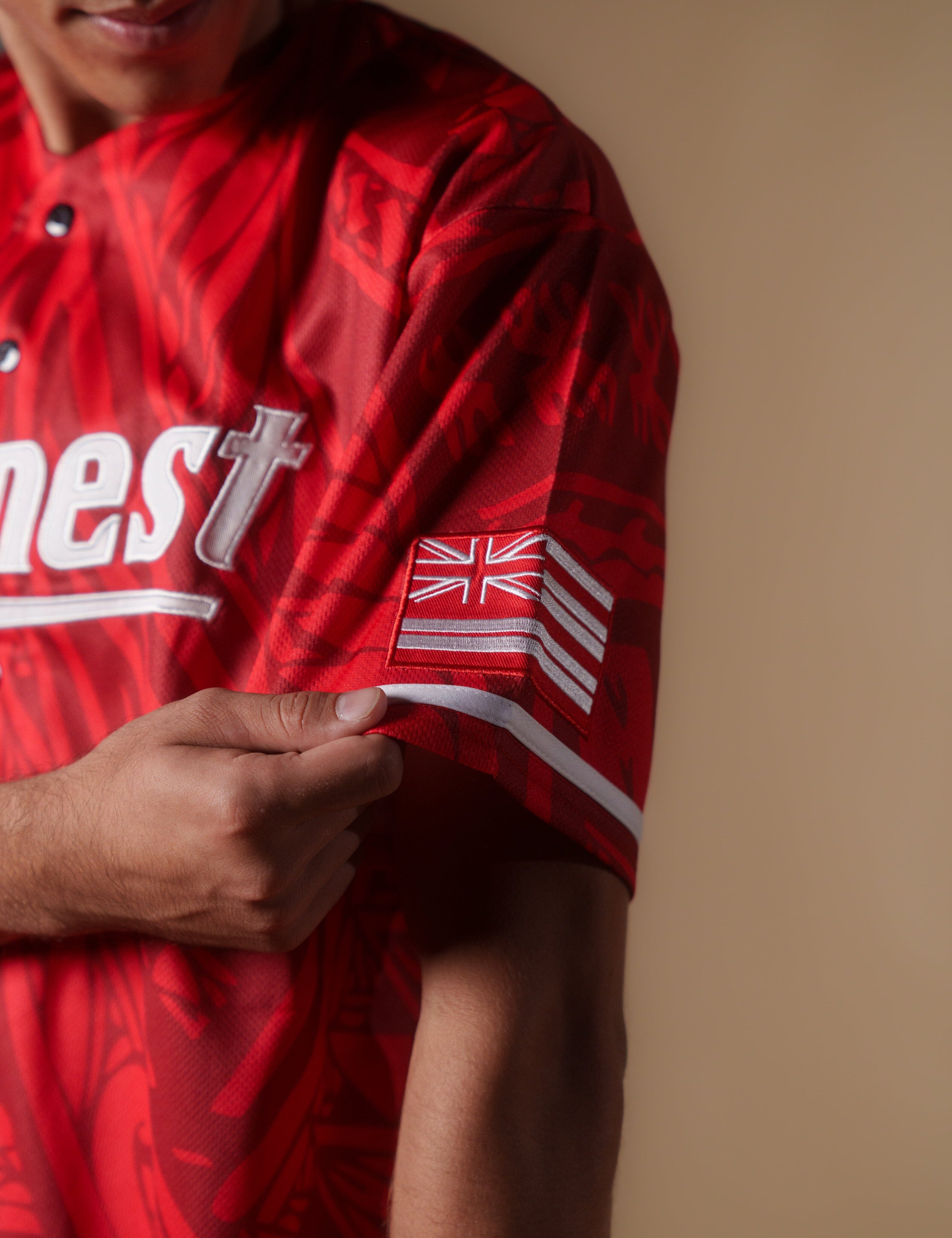 RED TRIBAL BASEBALL JERSEY Jersey Hawaii's Finest 