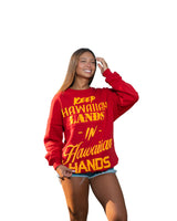RED & YELLOW KEEP HAWAIIAN LANDS CREW NECK SWEATER