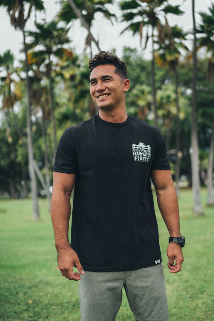 RETRO PALACE BLACK T-SHIRT Shirts Hawaii's Finest MEDIUM 