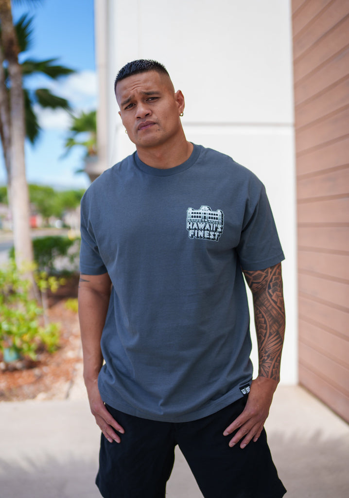 RETRO PALACE CHARCOAL T-SHIRT Shirts Hawaii's Finest MEDIUM 