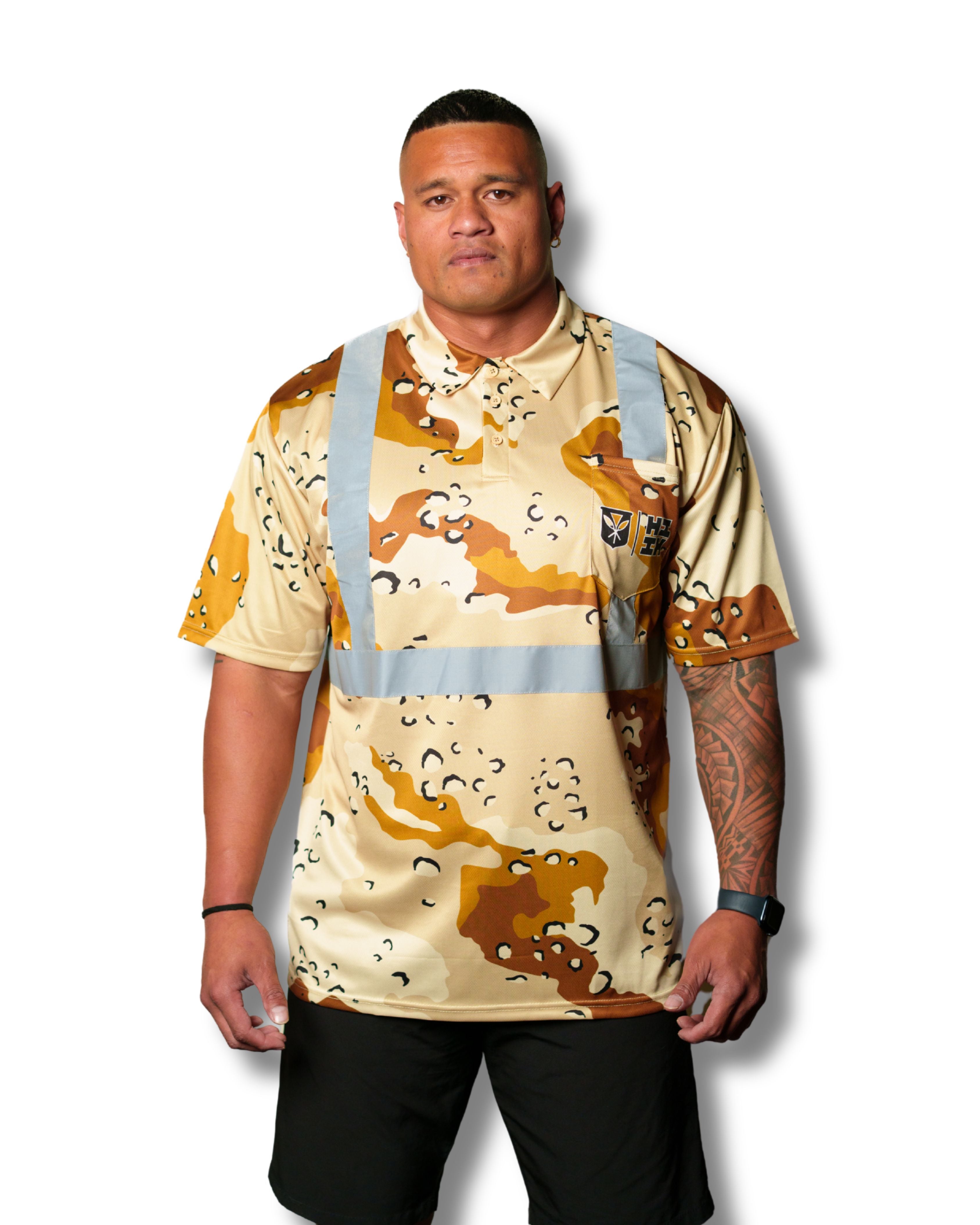 SAFETY DESERT CAMO GOLF SHIRT Jersey Hawaii's Finest SMALL 