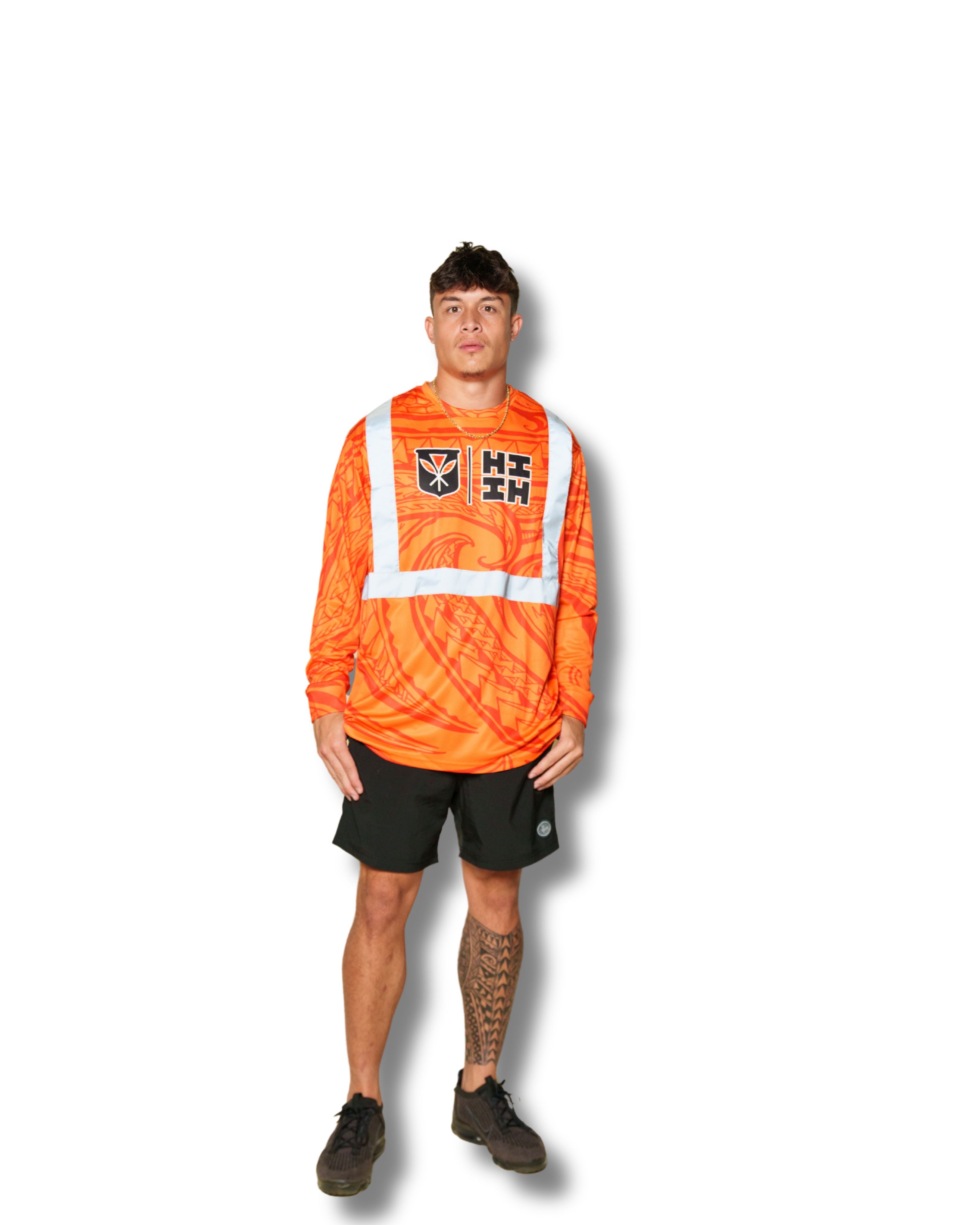 SAFETY ORANGE TRIBAL DRI-FIT LONGSLEEVE Jacket Hawaii's Finest 