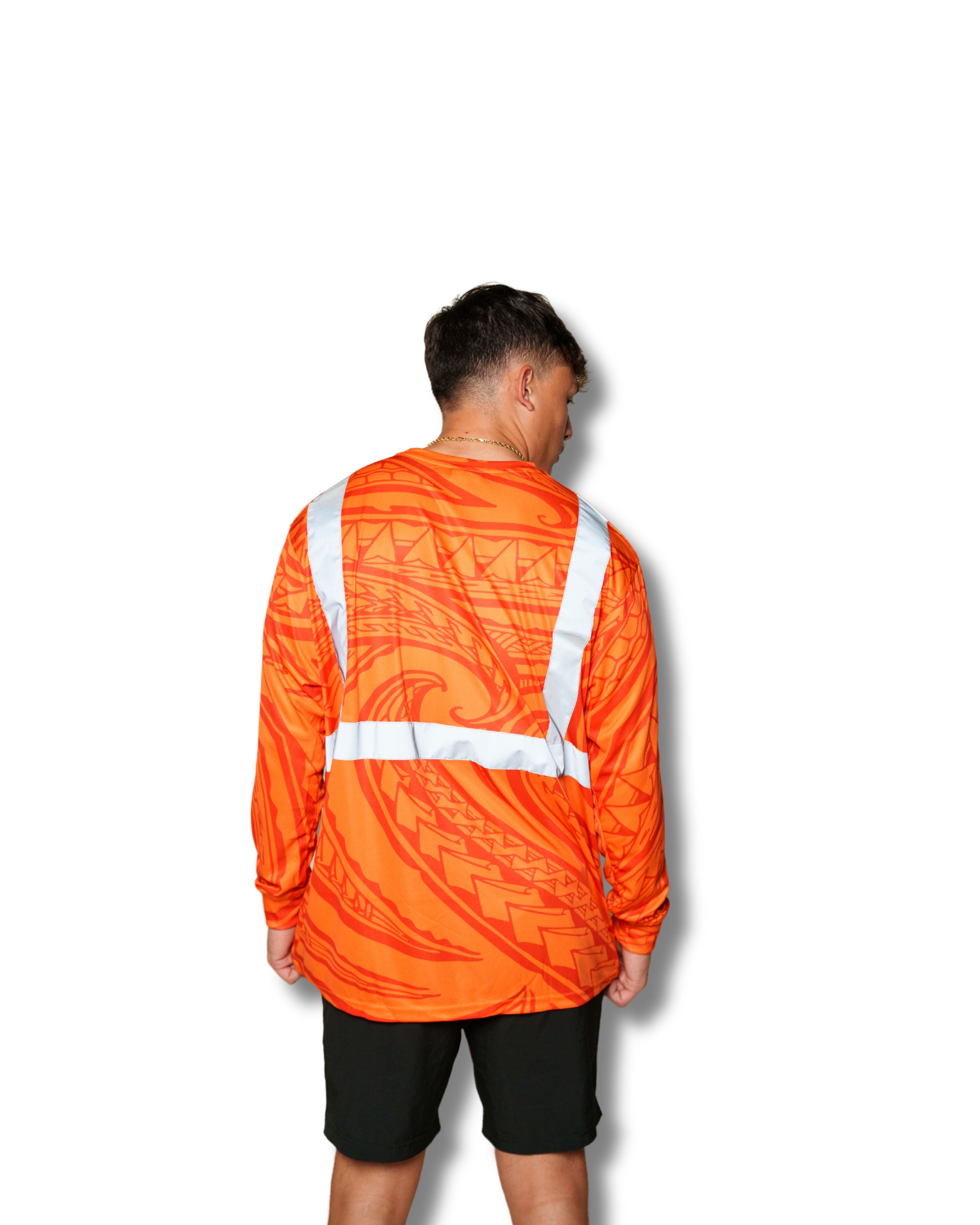 SAFETY ORANGE TRIBAL DRI-FIT LONGSLEEVE Jacket Hawaii's Finest 