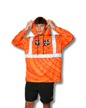 SAFETY ORANGE TRIBAL DRI-FIT LONGSLEEVE W/HOOD Jacket Hawaii's Finest SMALL 