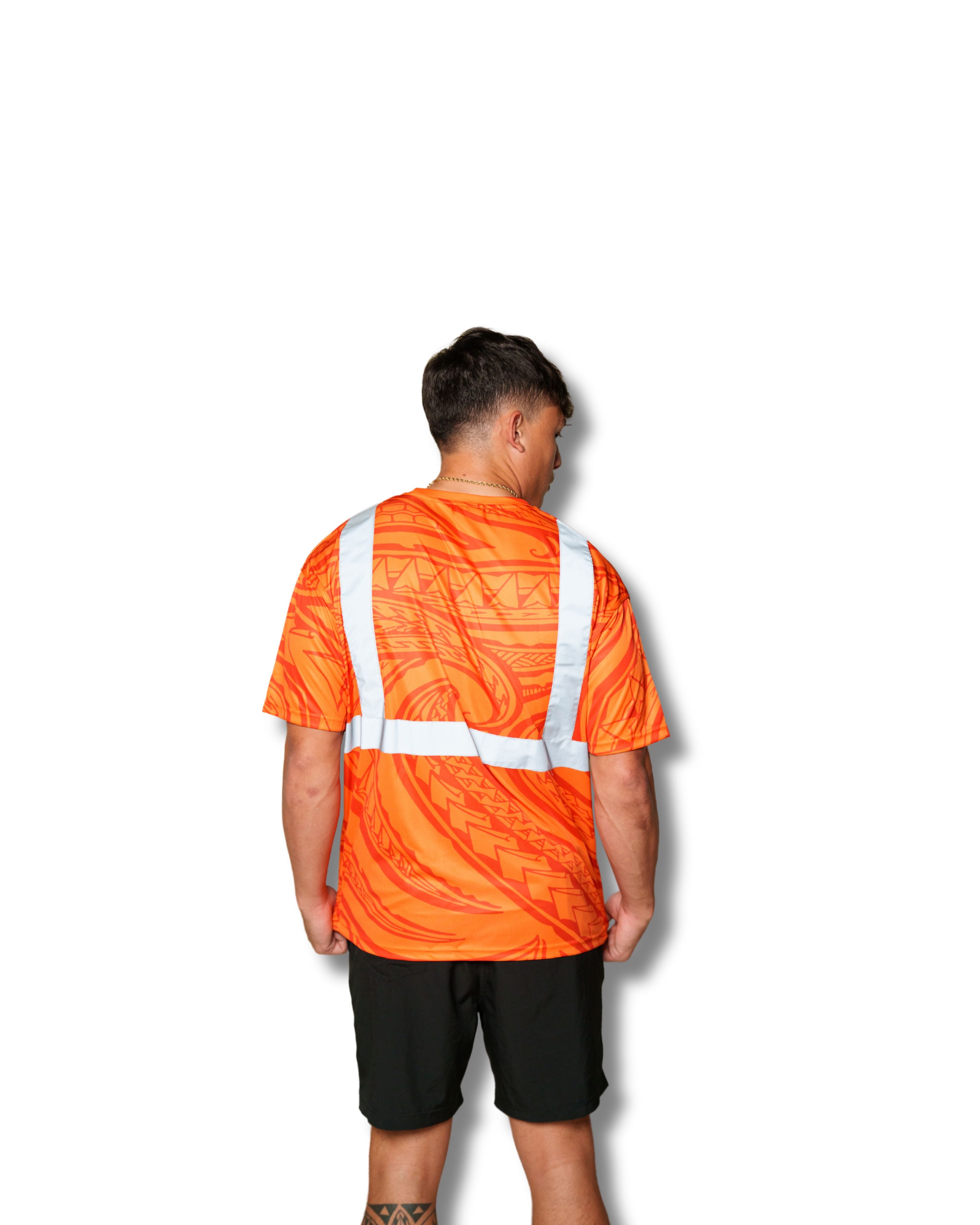 SAFETY ORANGE TRIBAL DRI-FIT T-SHIRT Jacket Hawaii's Finest 