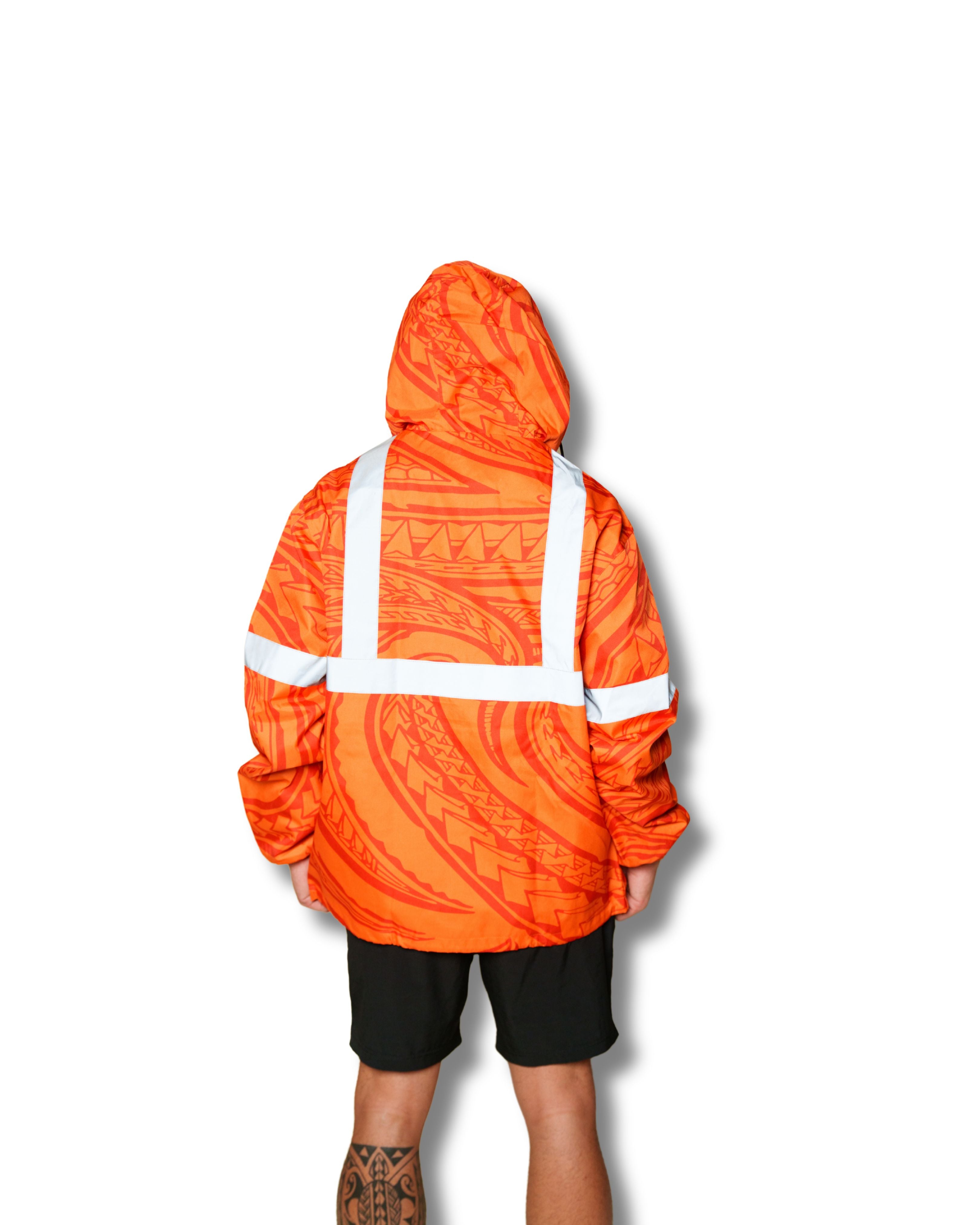 SAFETY ORANGE TRIBAL RAIN JACKET Jacket Hawaii's Finest 