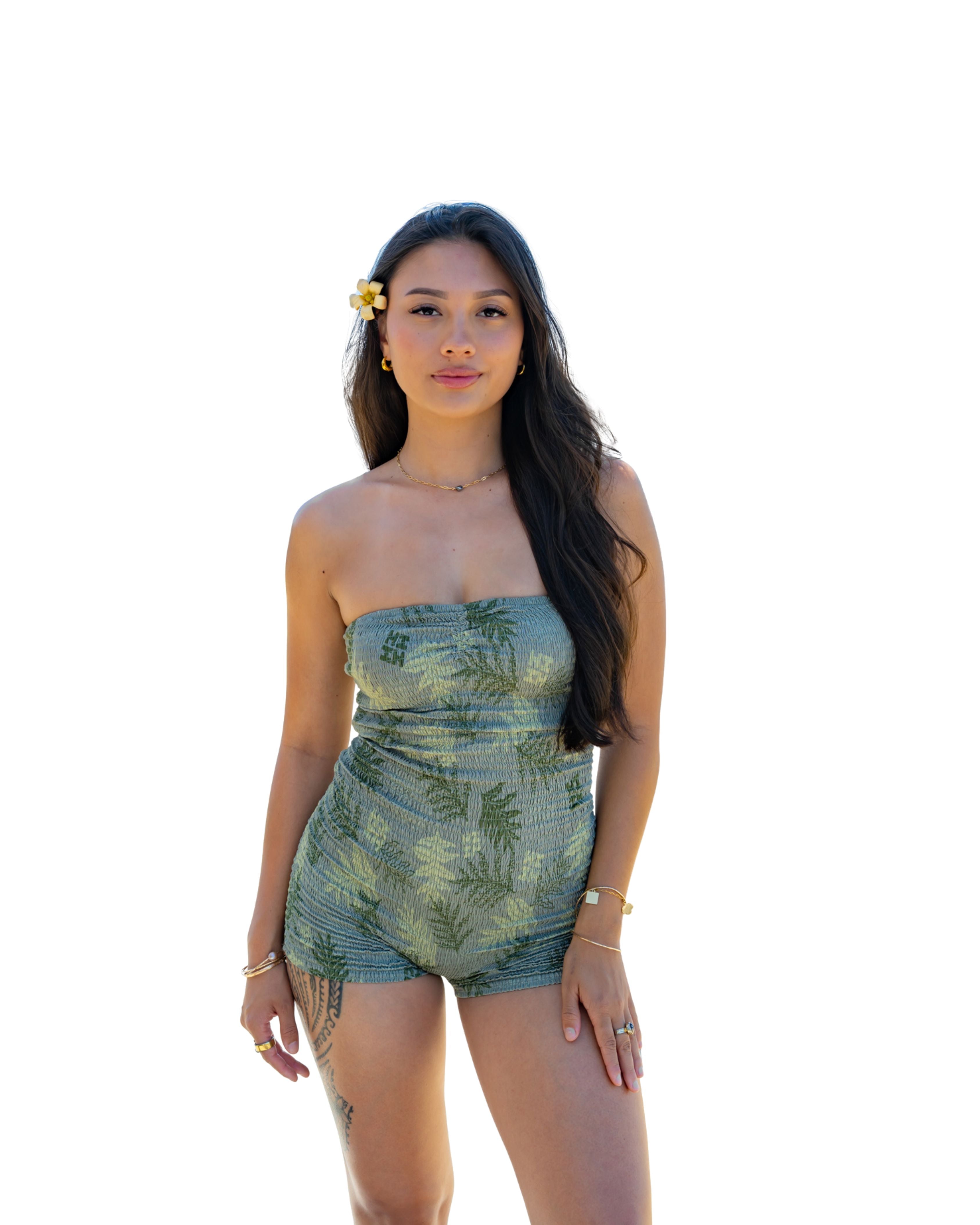 SAGE LAUAE STRAPLESS ROMPER Activewear Hawaii's Finest X-SMALL 