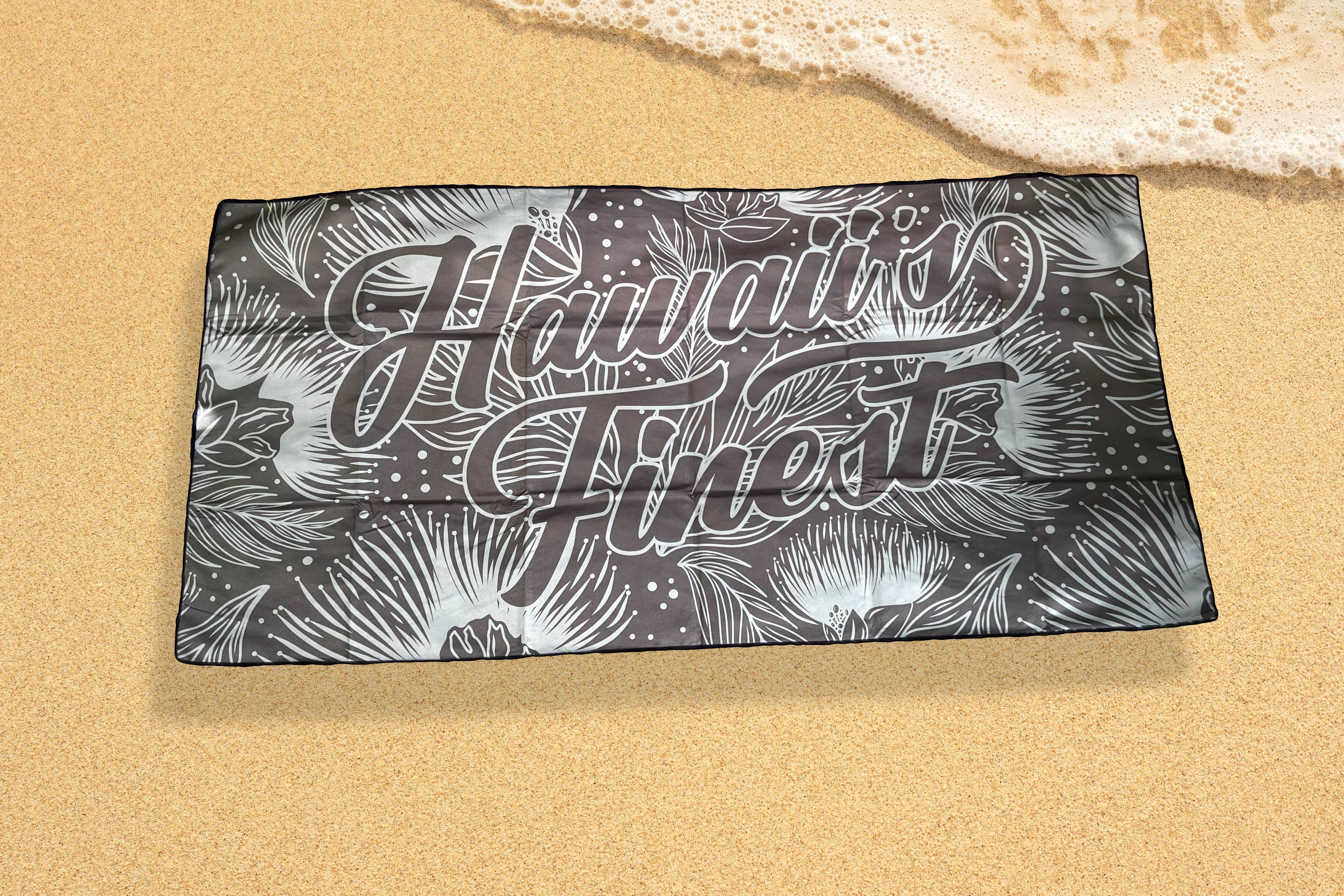 SCRIPT BLACK & GRAY LEHUA TOWEL Utility Hawaii's Finest 