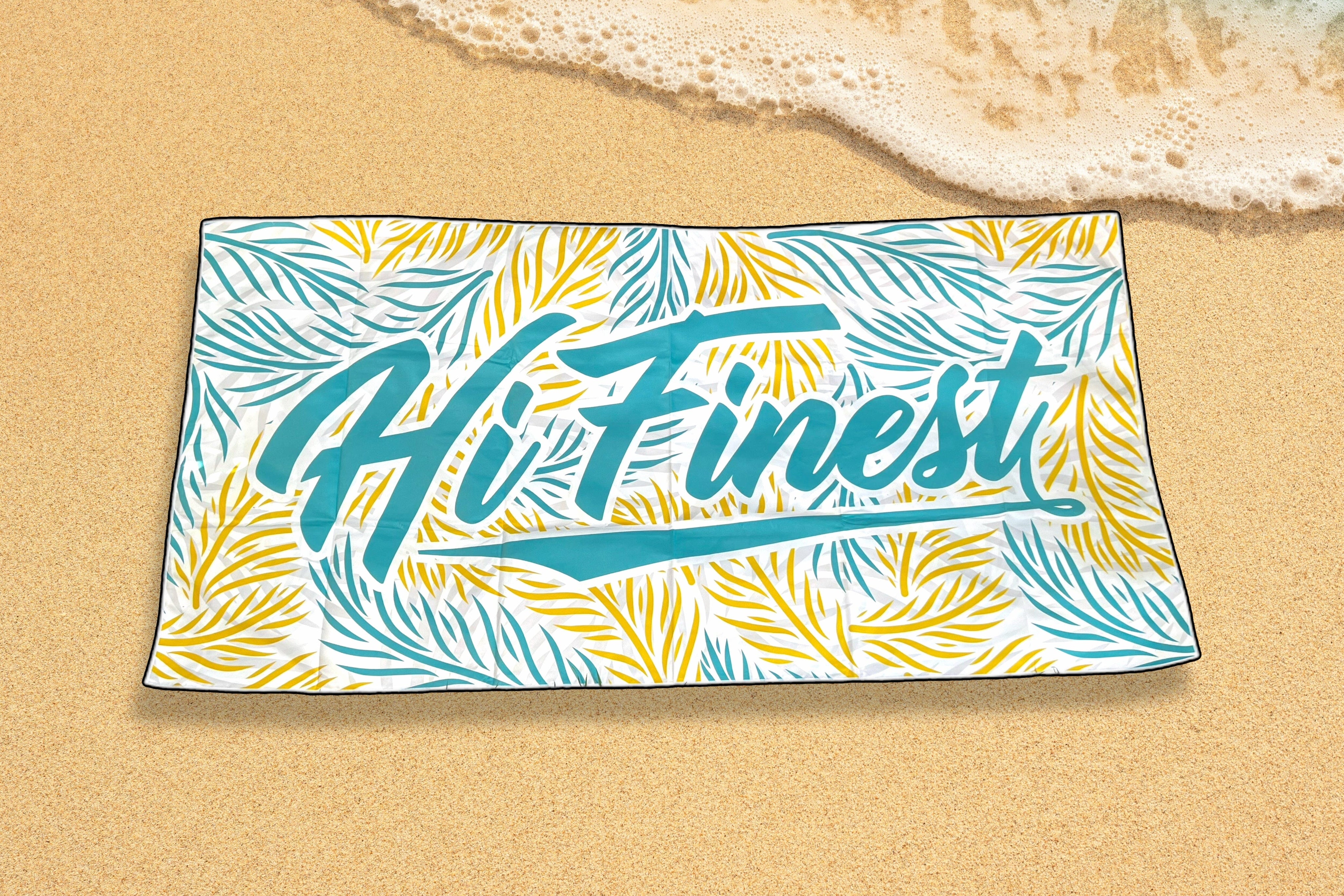 SCRIPT MINT & TEAL PALMS TOWEL Utility Hawaii's Finest 