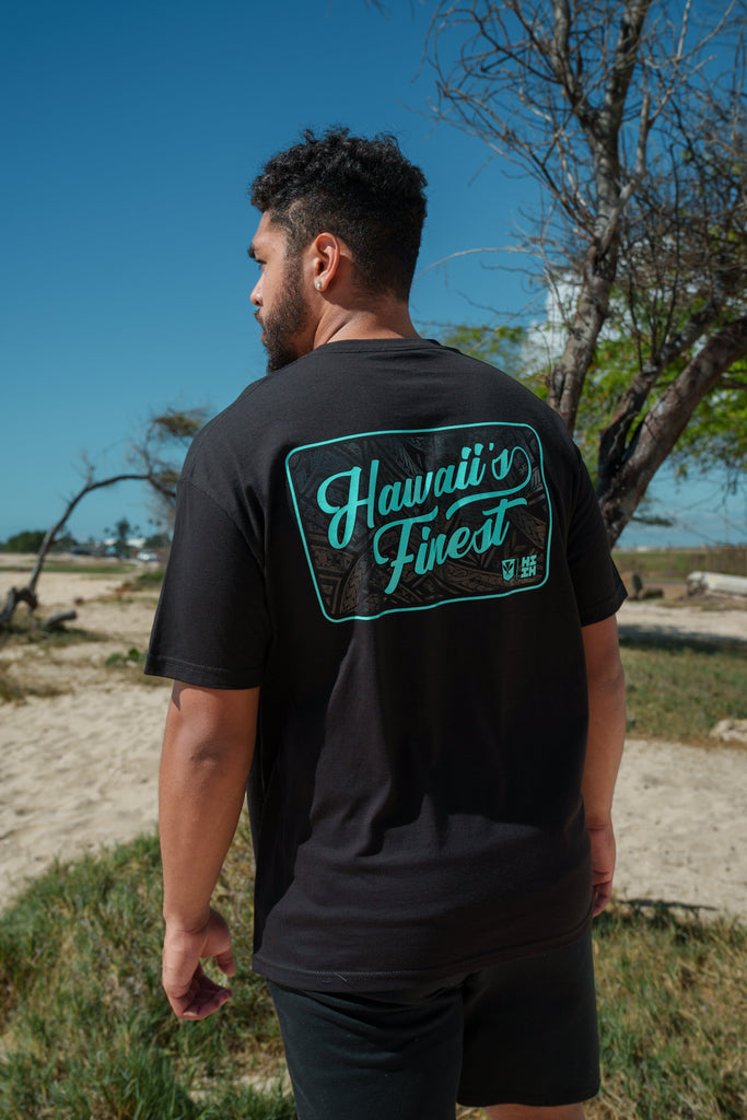 SCRIPT TRIBAL TEAL T-SHIRT Shirts Hawaii's Finest 